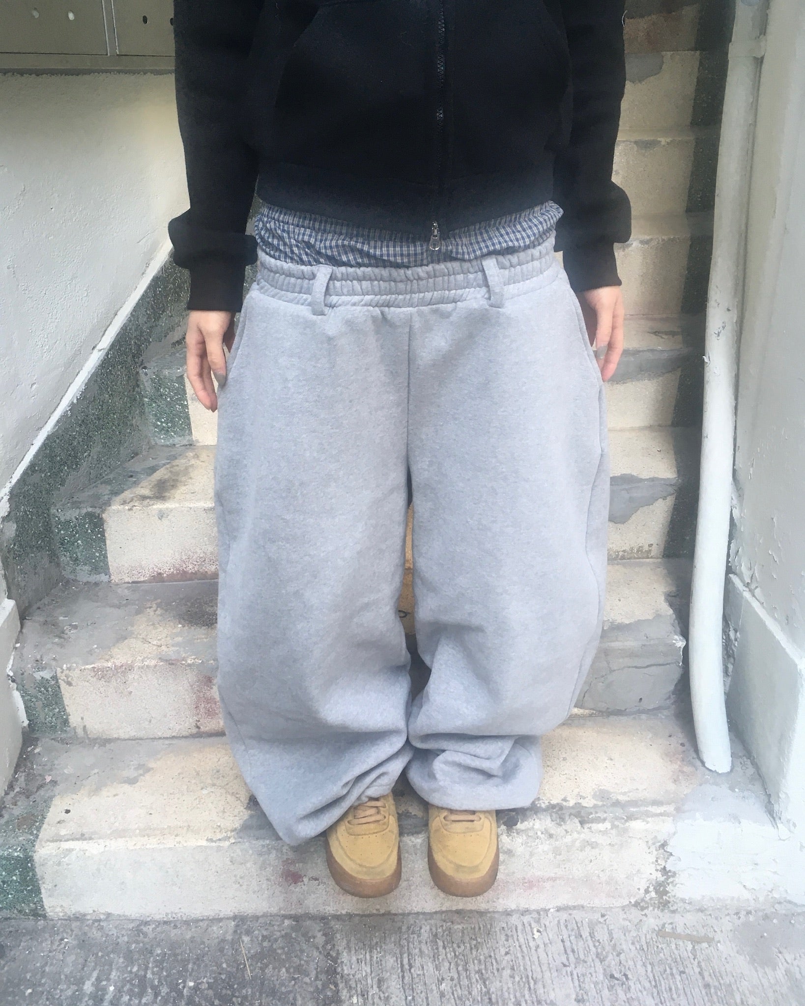 trunk layered sweat pants (grey)