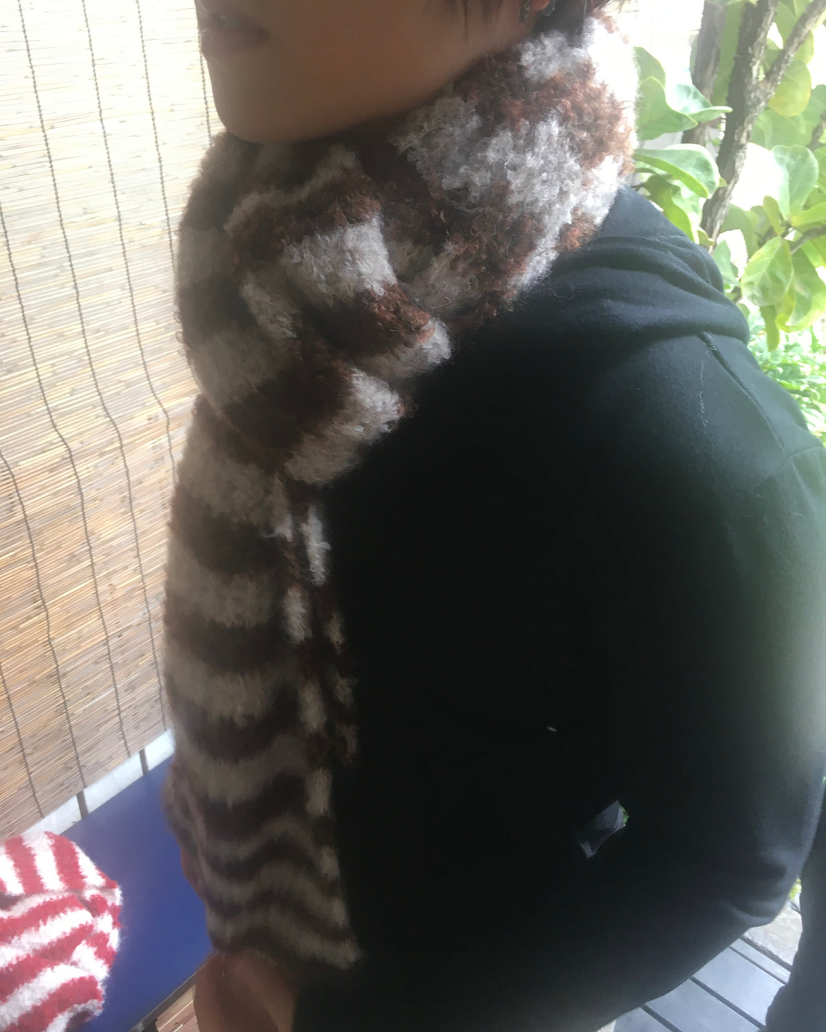 striped wool scarf (brown)