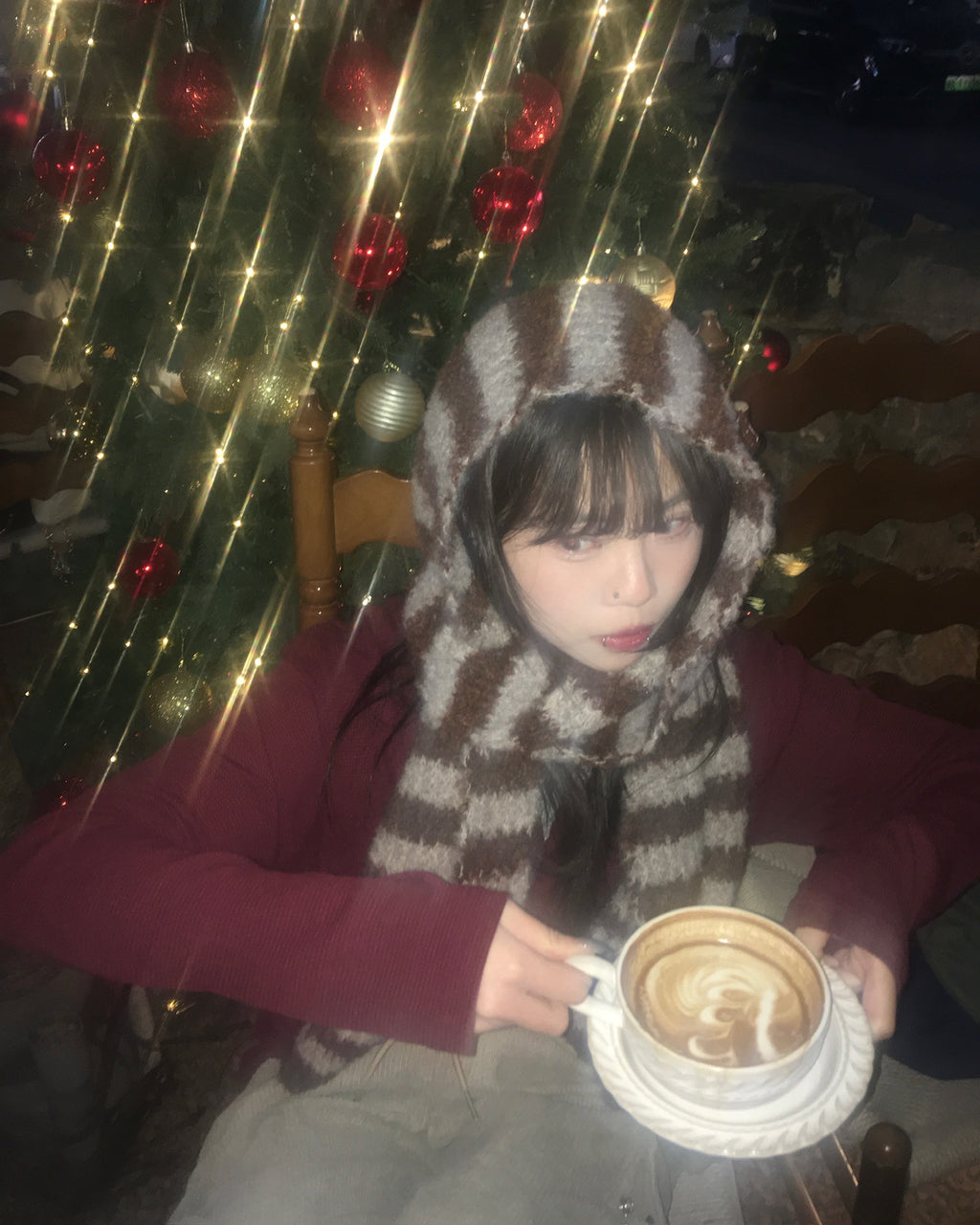 striped wool scarf (brown)