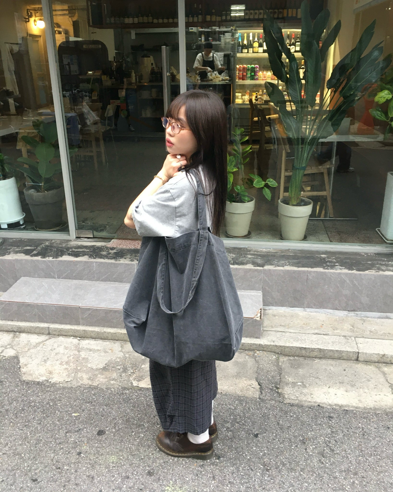vintage washed bag (charcoal)