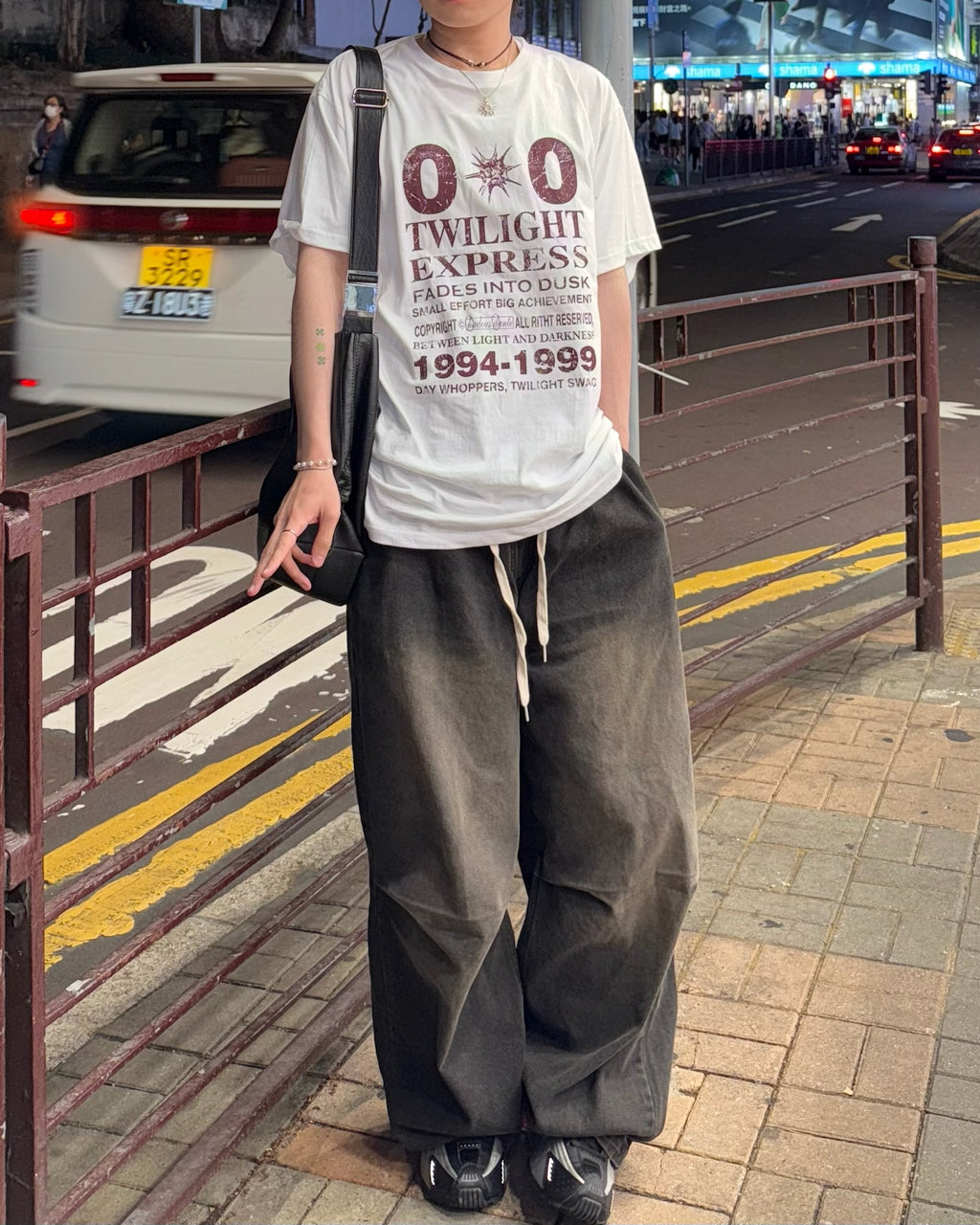 washed string wide jeans (black)