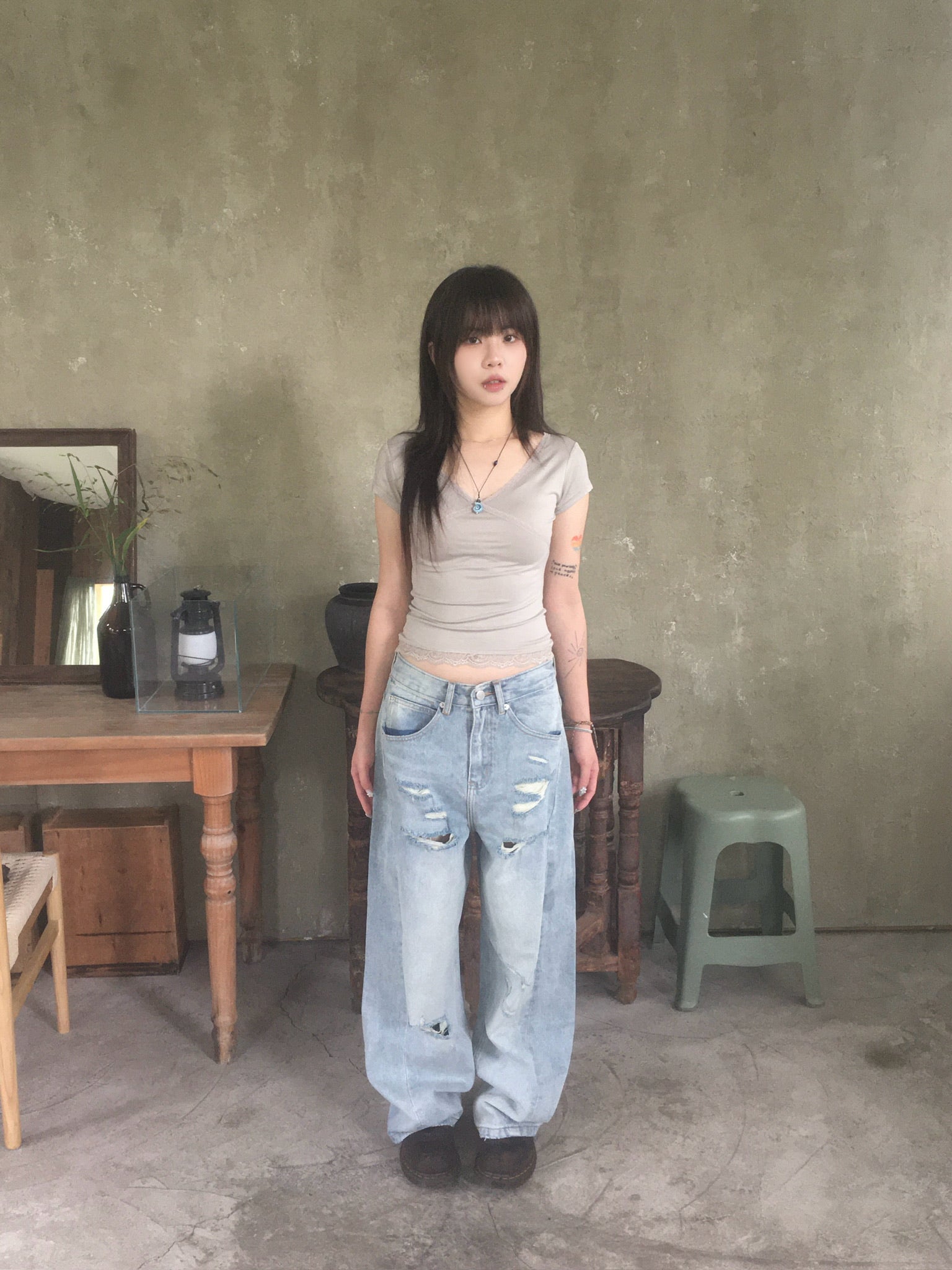 destroyed denim pants