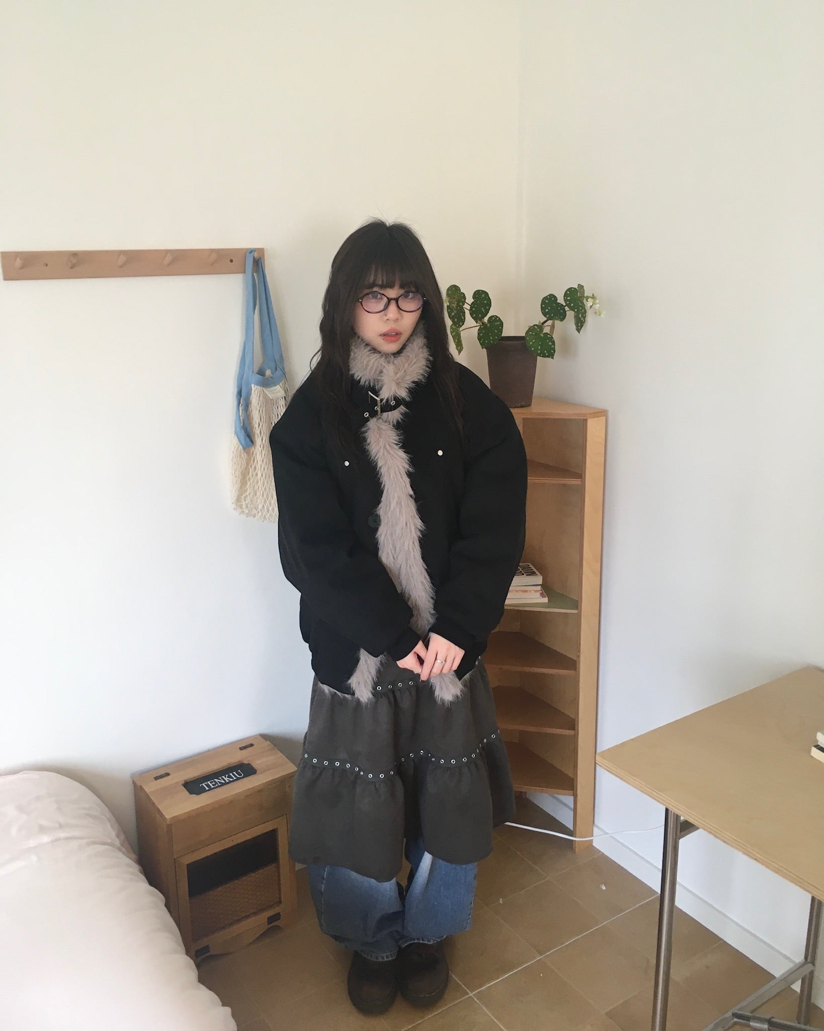 (★BEST) fur collar jacket (black)