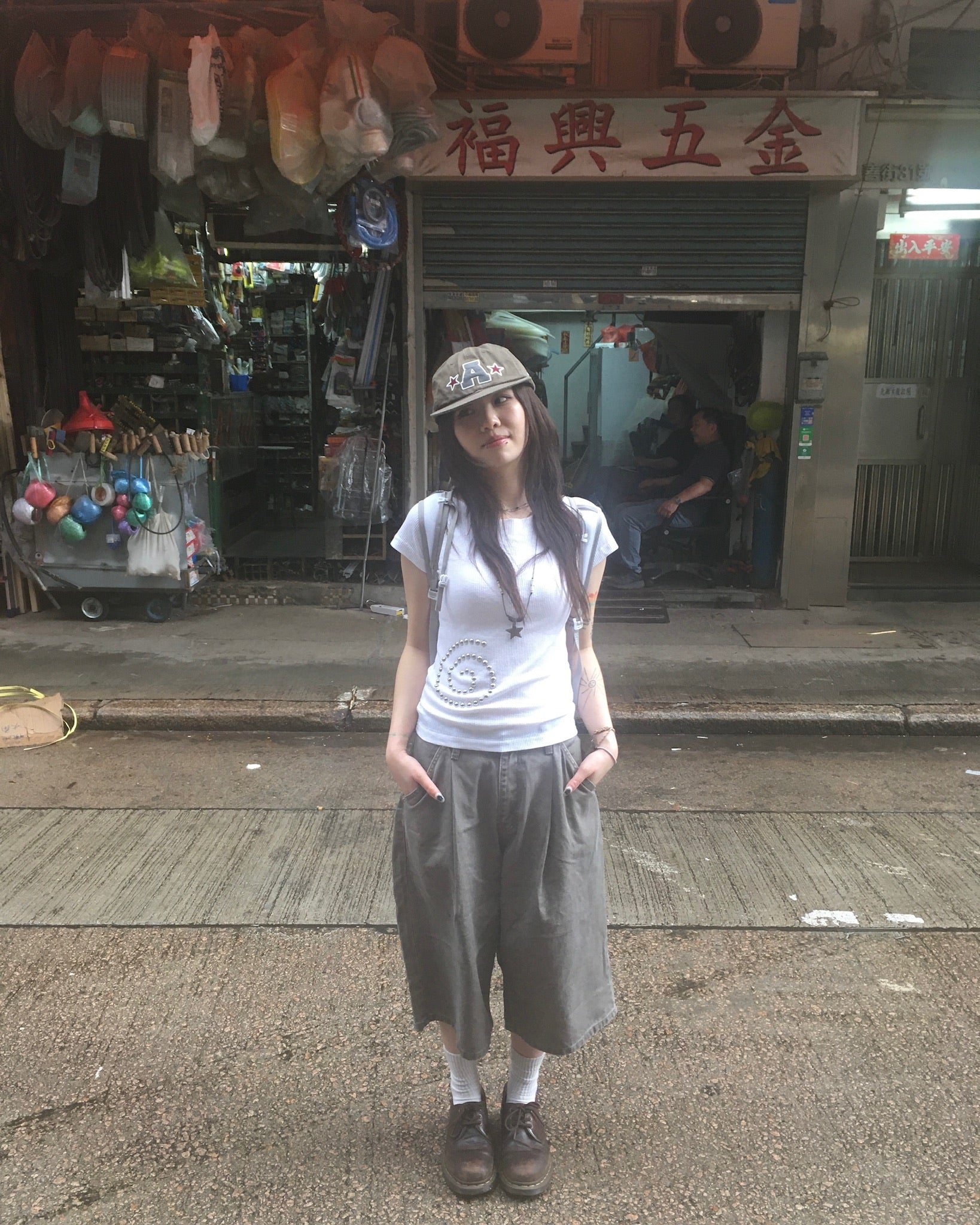 spiral studded tee (white)