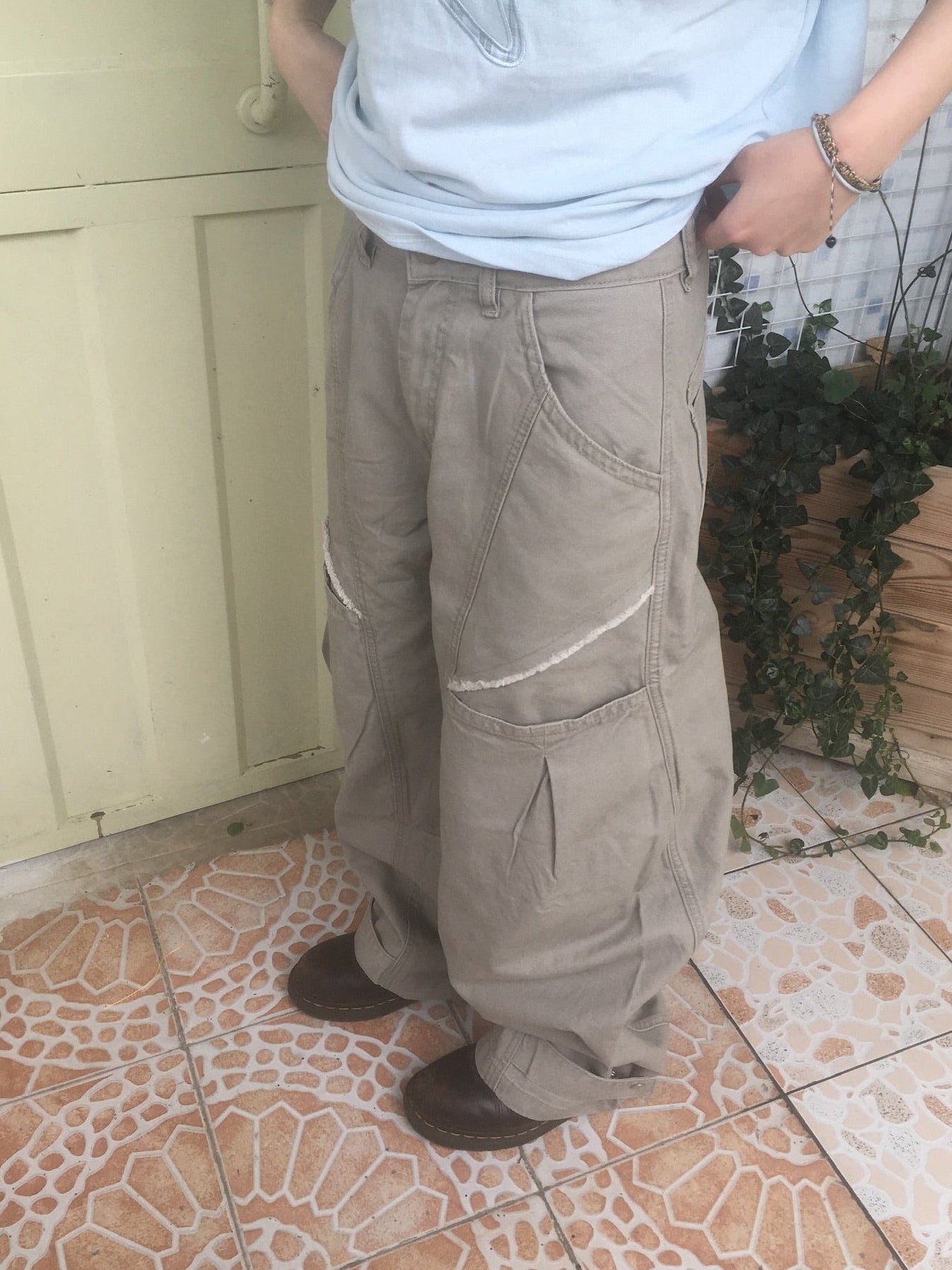 (★BEST) hem button cargo pants (beige)