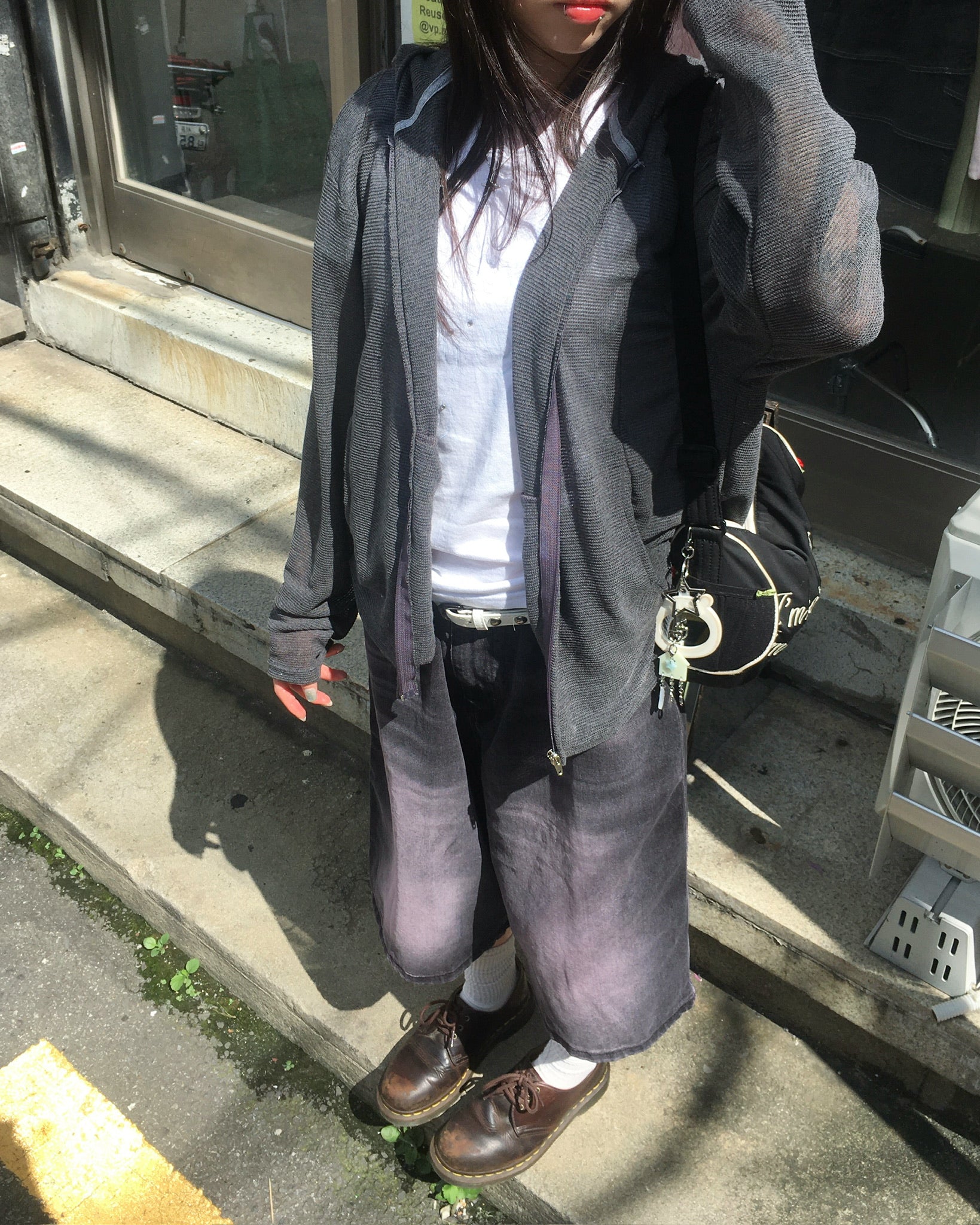 mesh hooded jacket (charcoal)