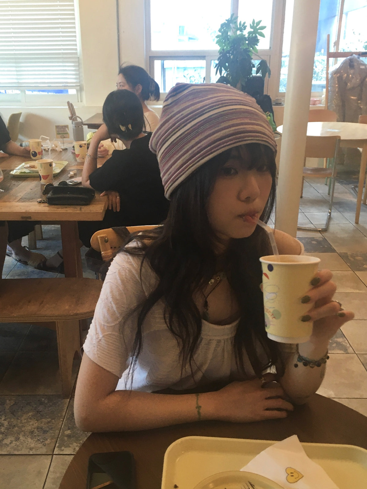 coco stripe beanie (pink)