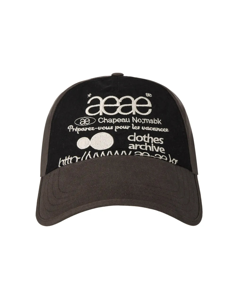 AEAE WEB LOGO 5 PANNEL BALL CAP (DARK BROWN/BLACK)