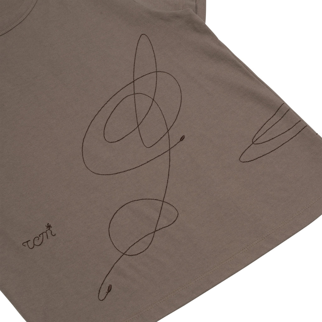 TCM STITCH SIDE HENLY NECK TEE (BROWN)