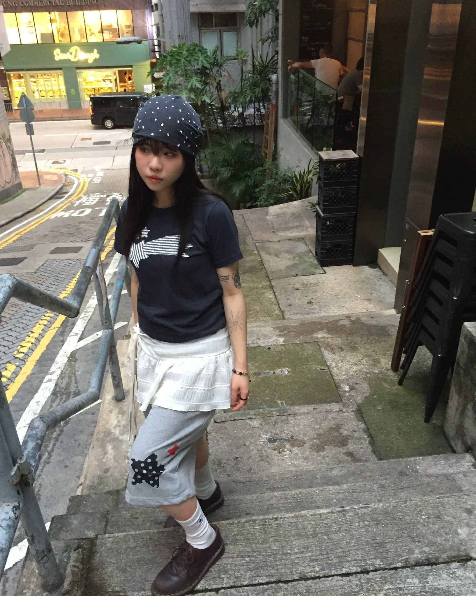 star patch crop tee (navy)