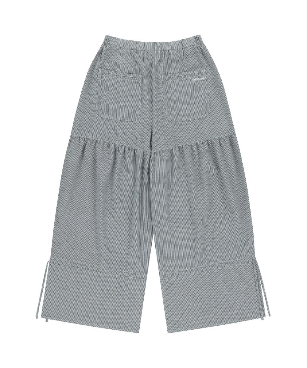 ✪【𝘱𝘳𝘦-𝘰𝘳𝘥𝘦𝘳】coyseio shirring rough stripe pants (light grey)