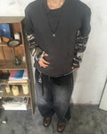 camo crop layered tee (charcoal)