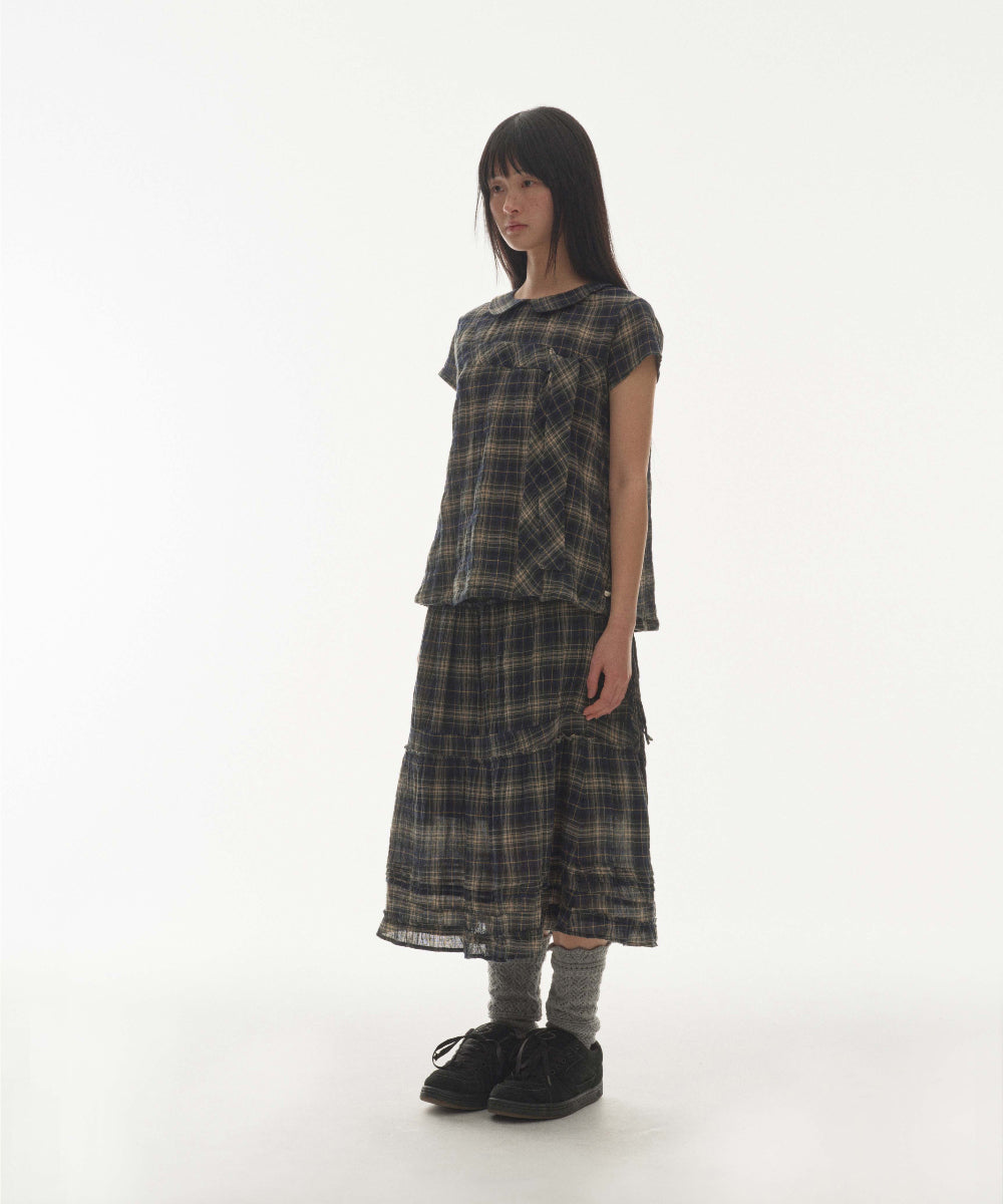 ✪【𝘱𝘳𝘦-𝘰𝘳𝘥𝘦𝘳】coyseio shirring midi skirt (check)