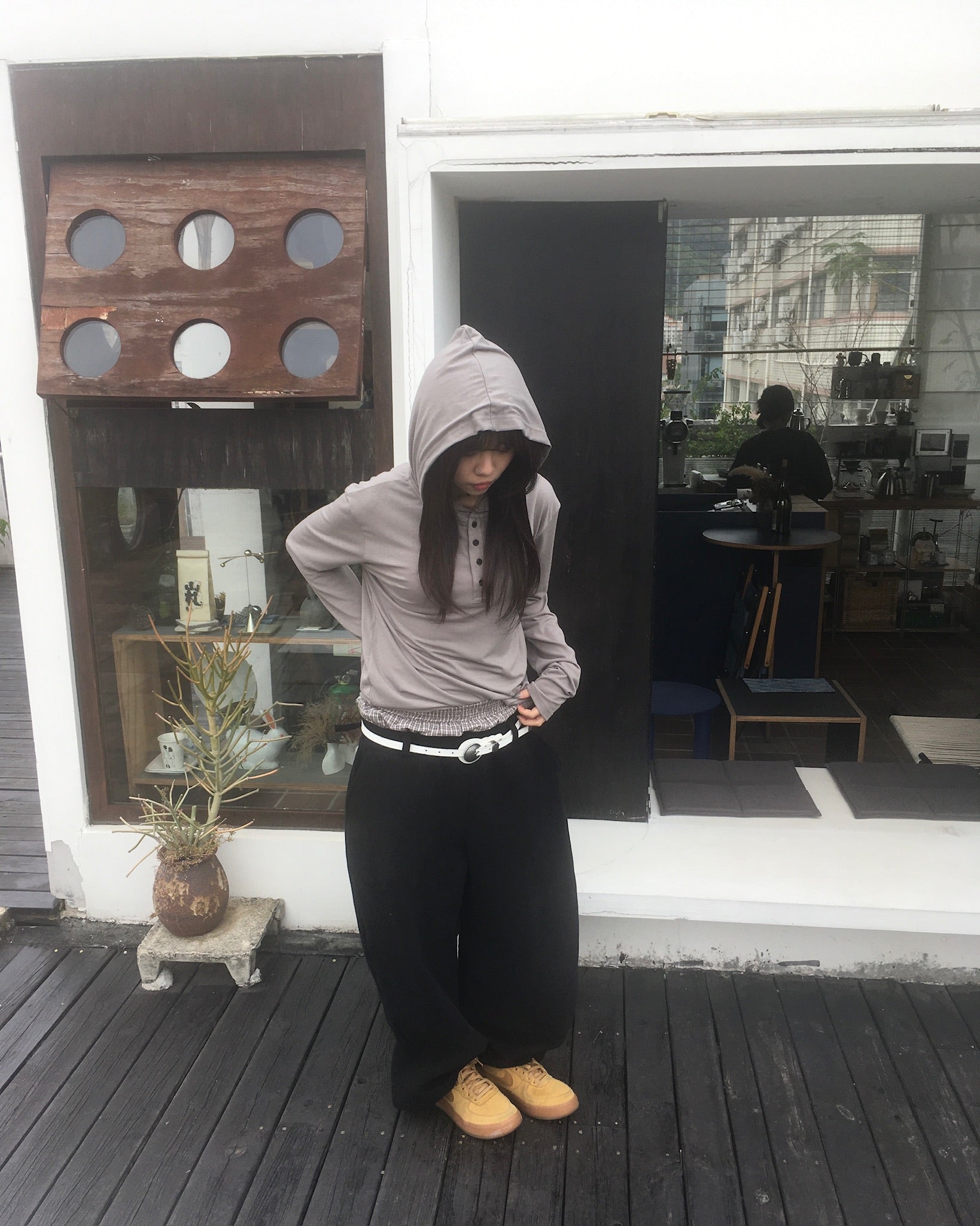 trunk layered sweat pants (black)