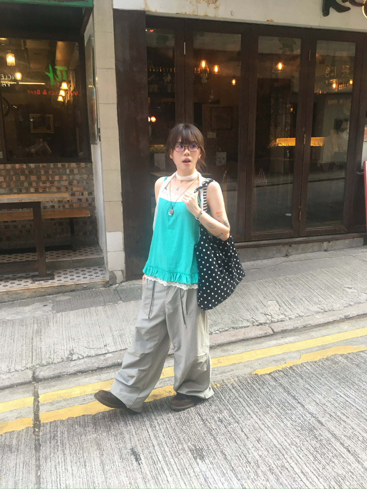 lace trim layer ruffle top (mint)