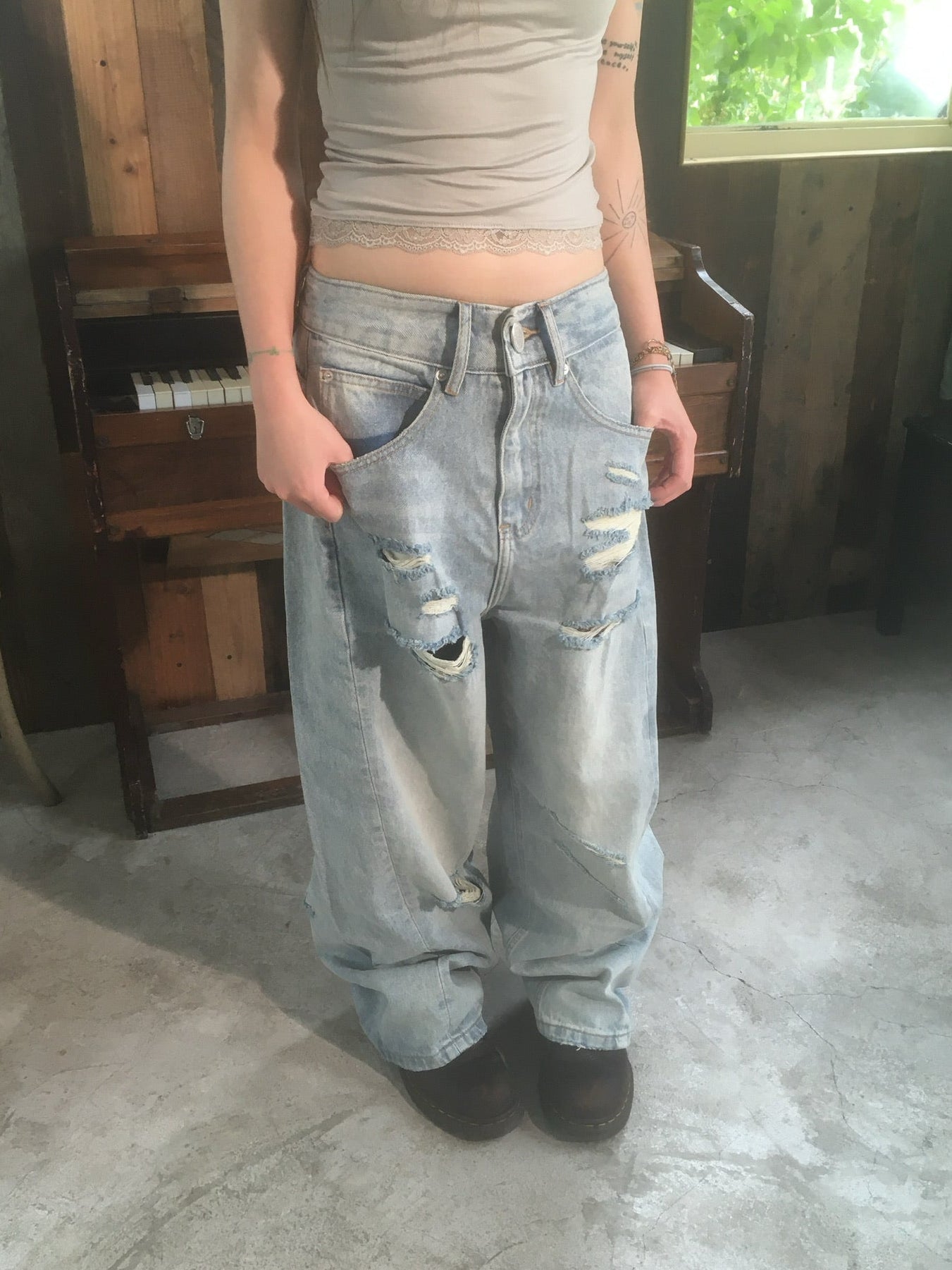 destroyed denim pants