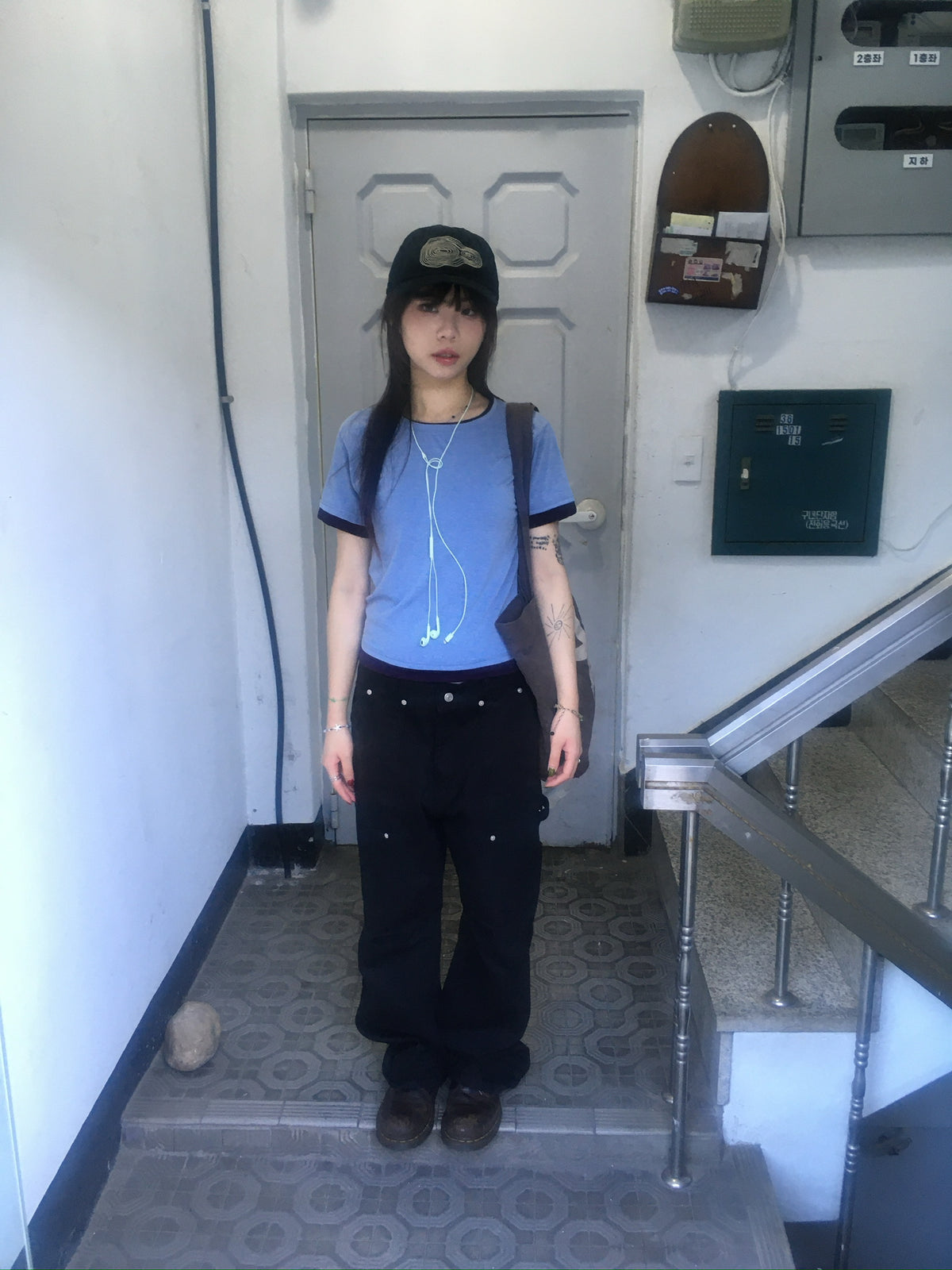 basic layer crop tee (purple)