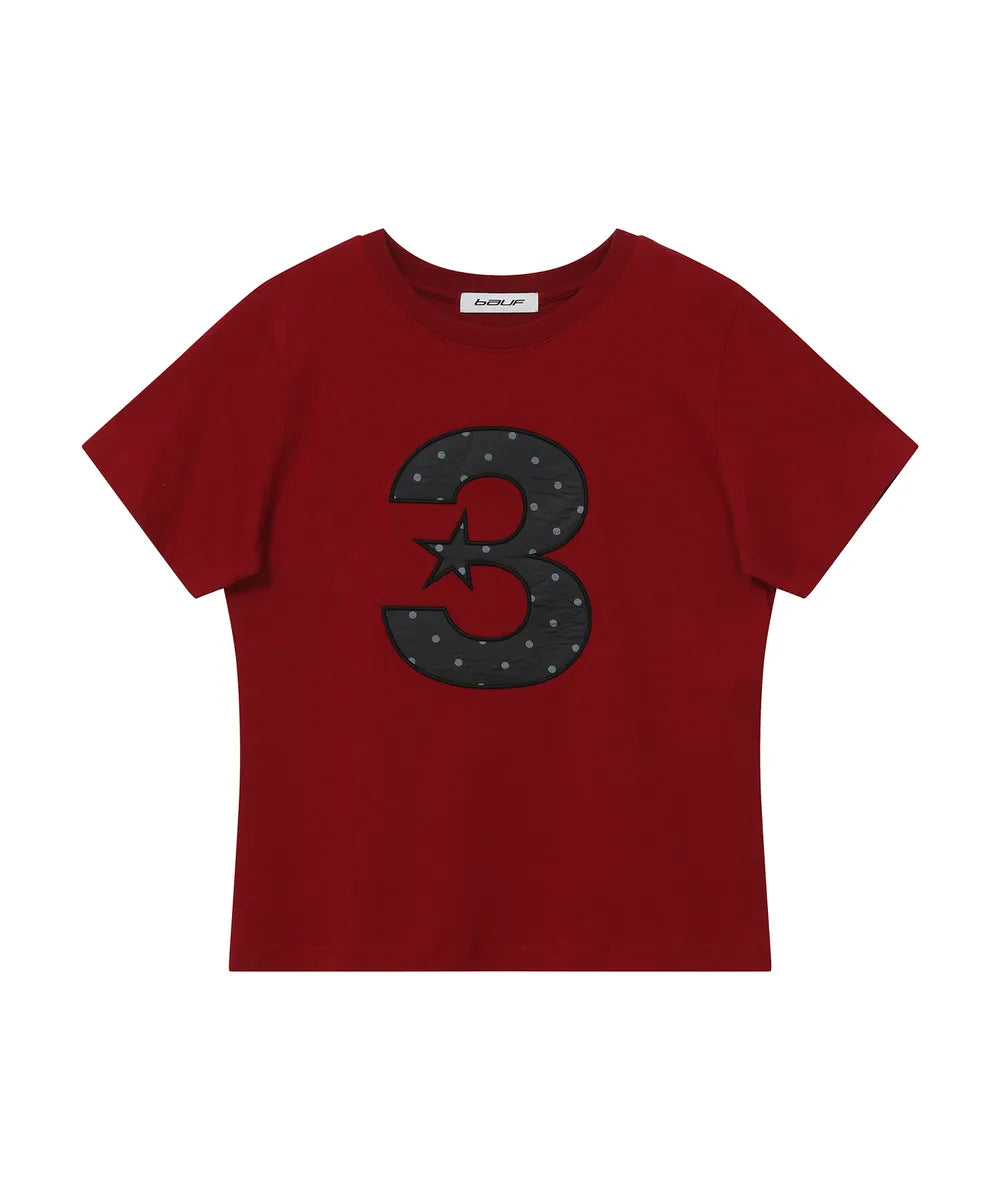 BAUF 3 LOGO DOT SLIM FIT T-SHIRT (RED)