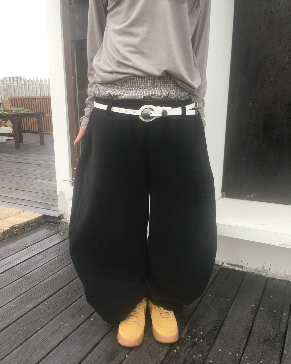 trunk layered sweat pants (black)