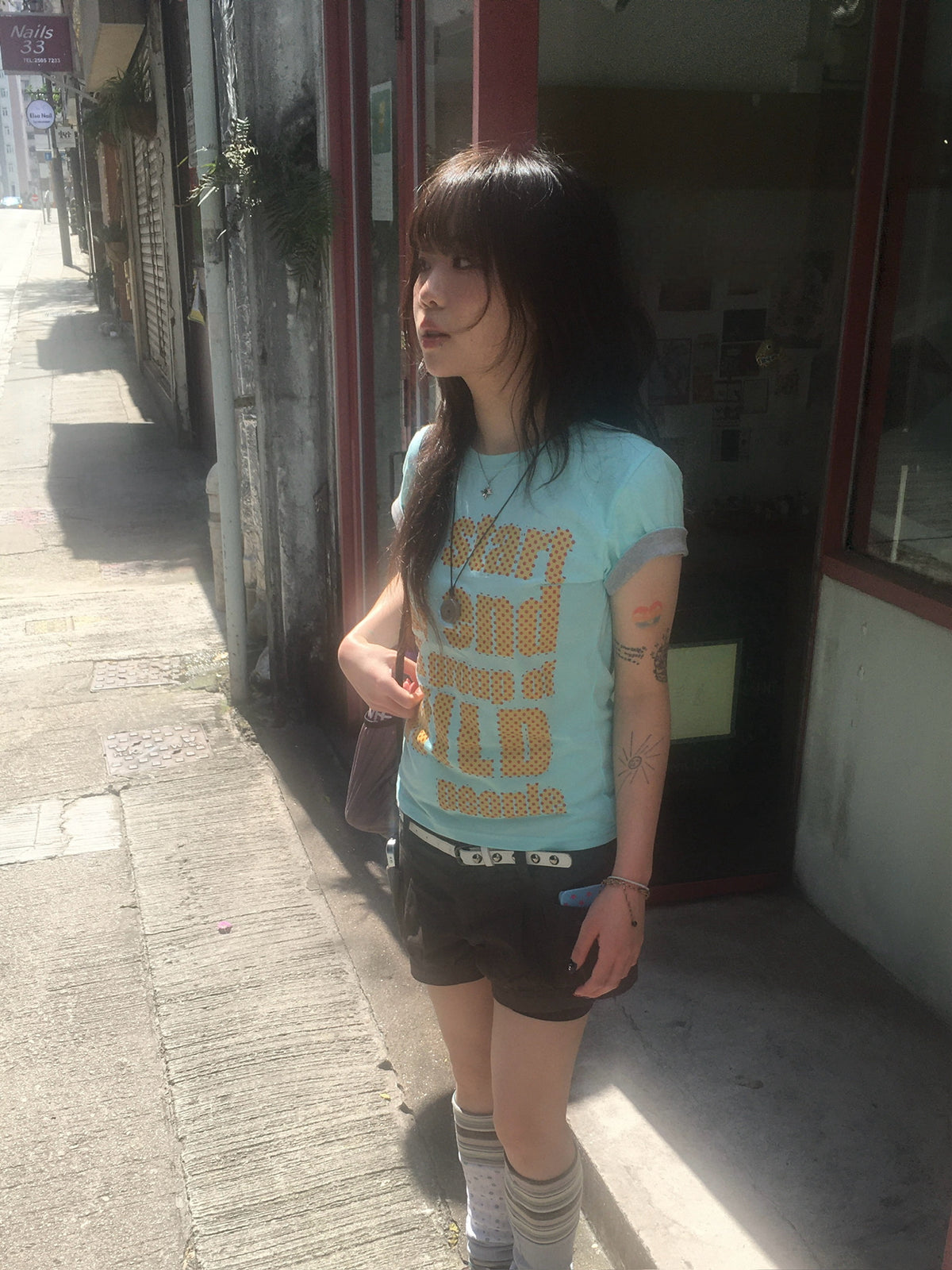 dot letter roll-up tee (mint)
