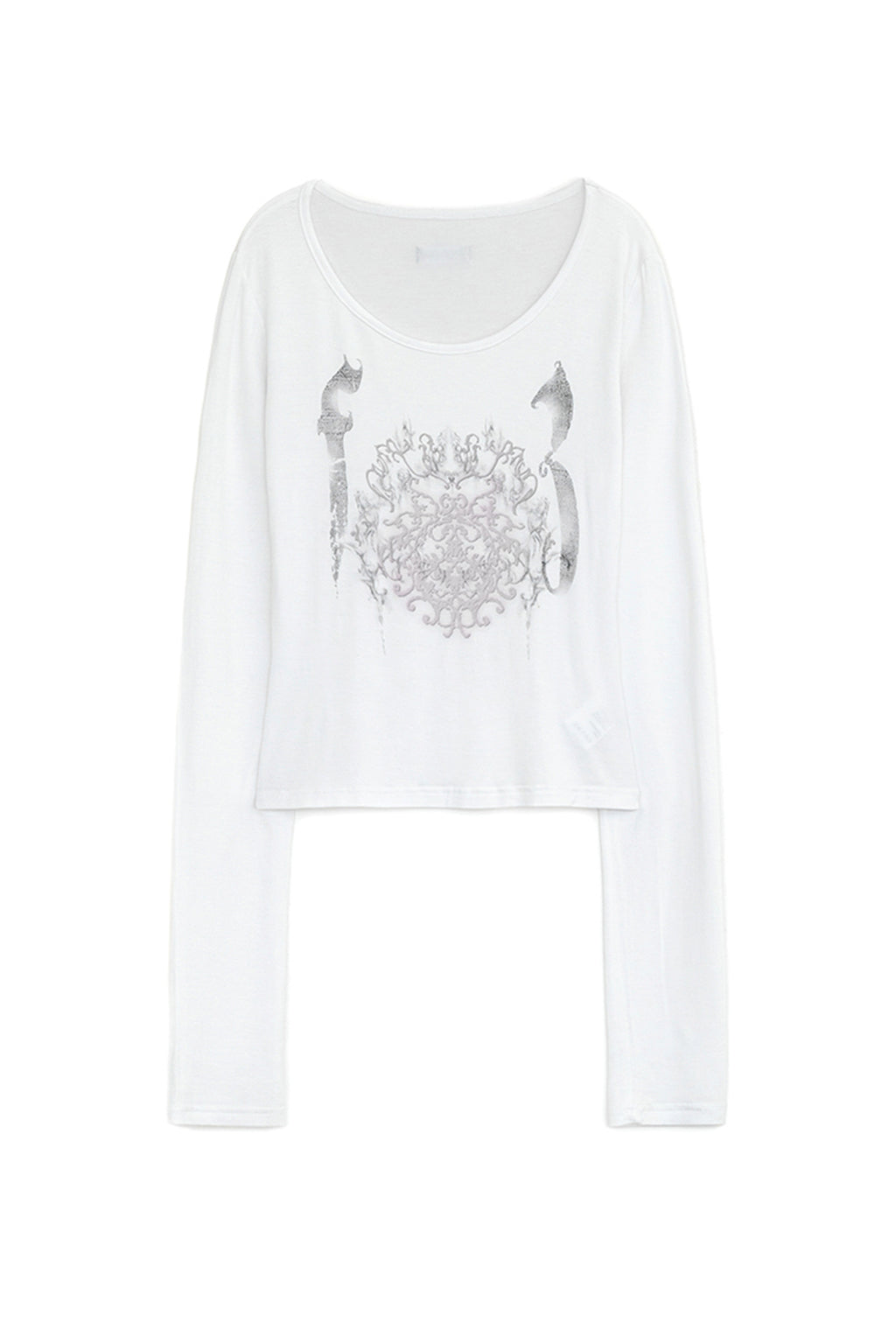 HUGYOURSKIN ORNAMENT PRINT TOP (WHITE)