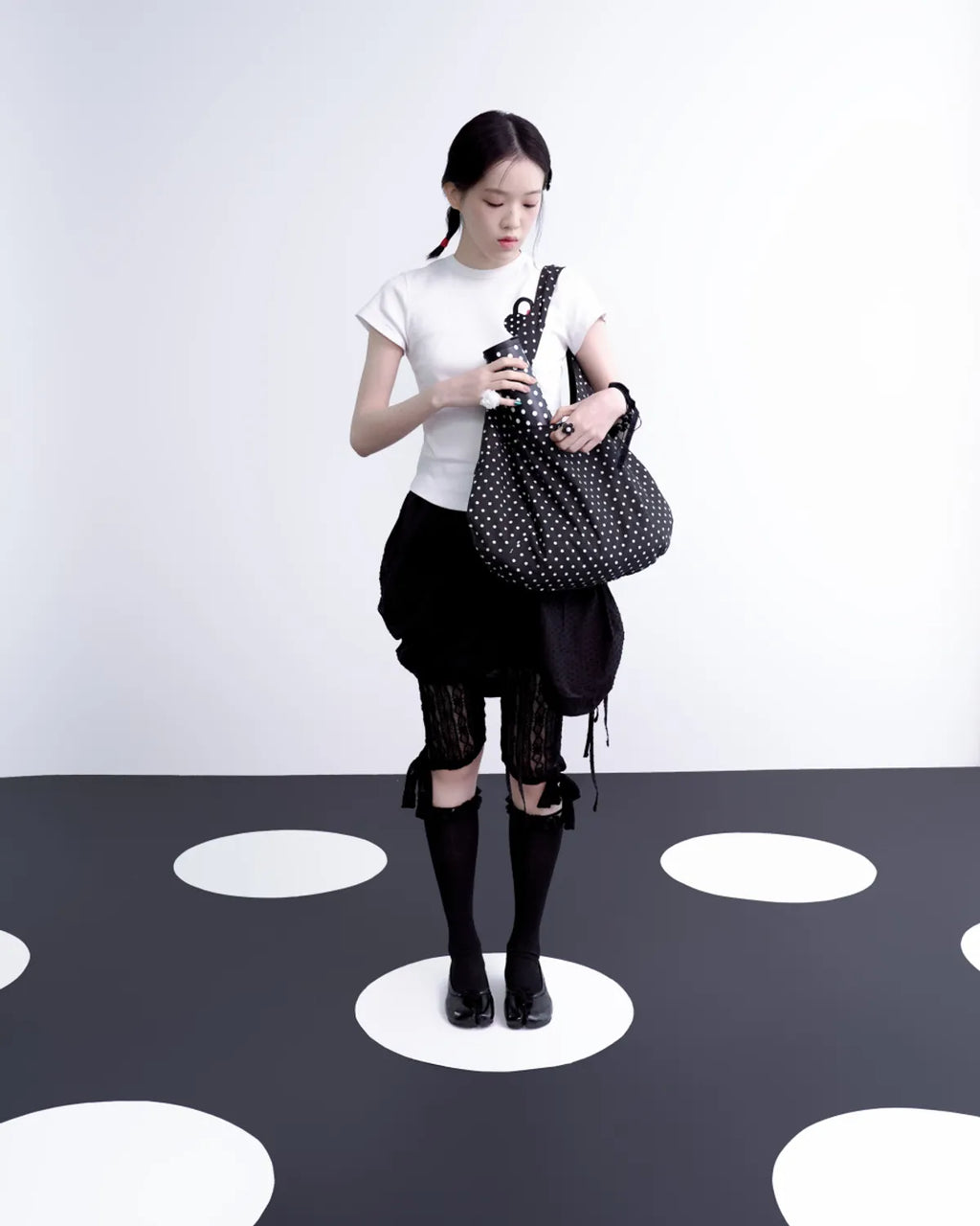 【𝘱𝘳𝘦-𝘰𝘳𝘥𝘦𝘳】KEYMISERY Reversible Dot Tote Bag (Black)