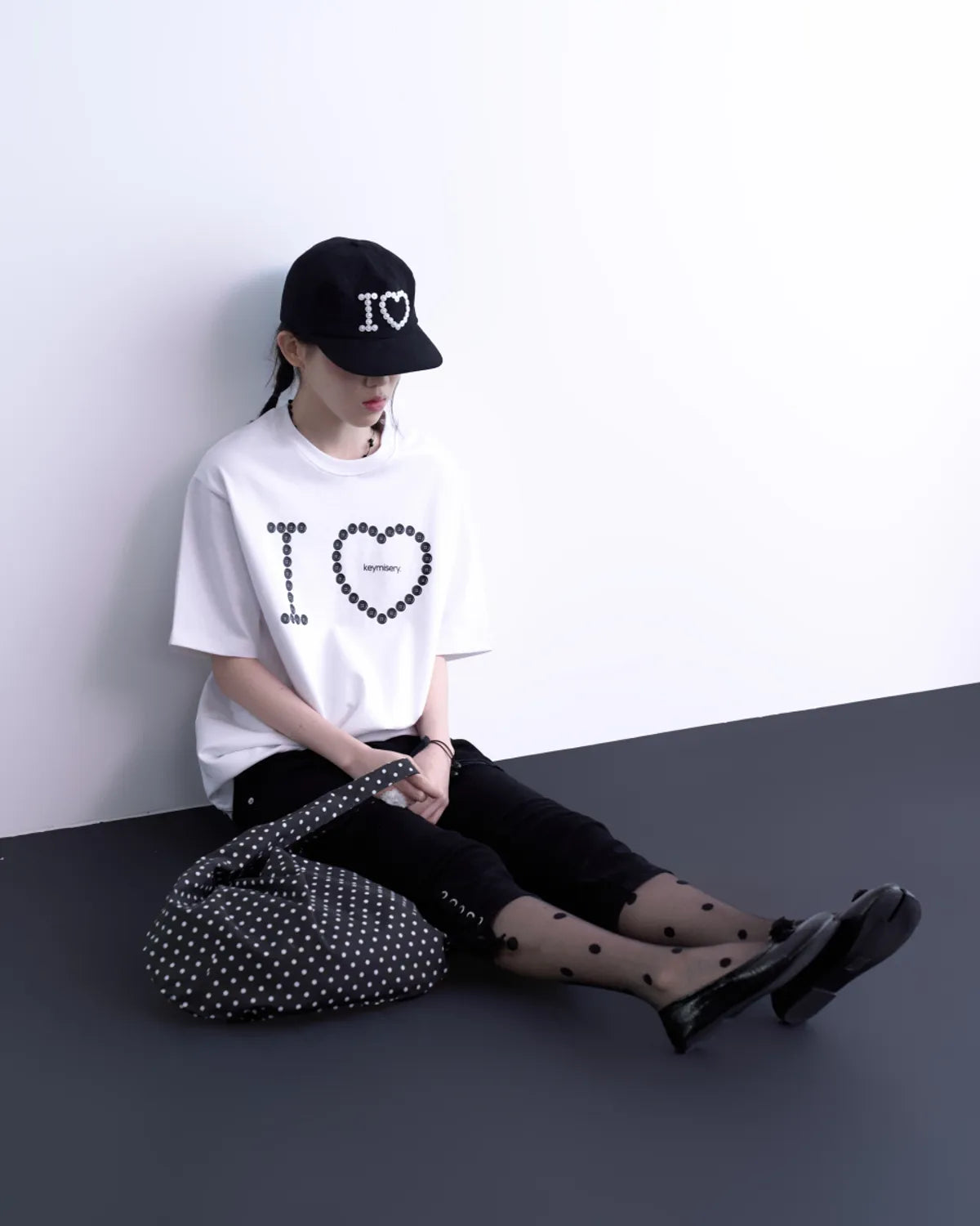 【𝘱𝘳𝘦-𝘰𝘳𝘥𝘦𝘳】KEYMISERY Reversible Dot Tote Bag (Black)