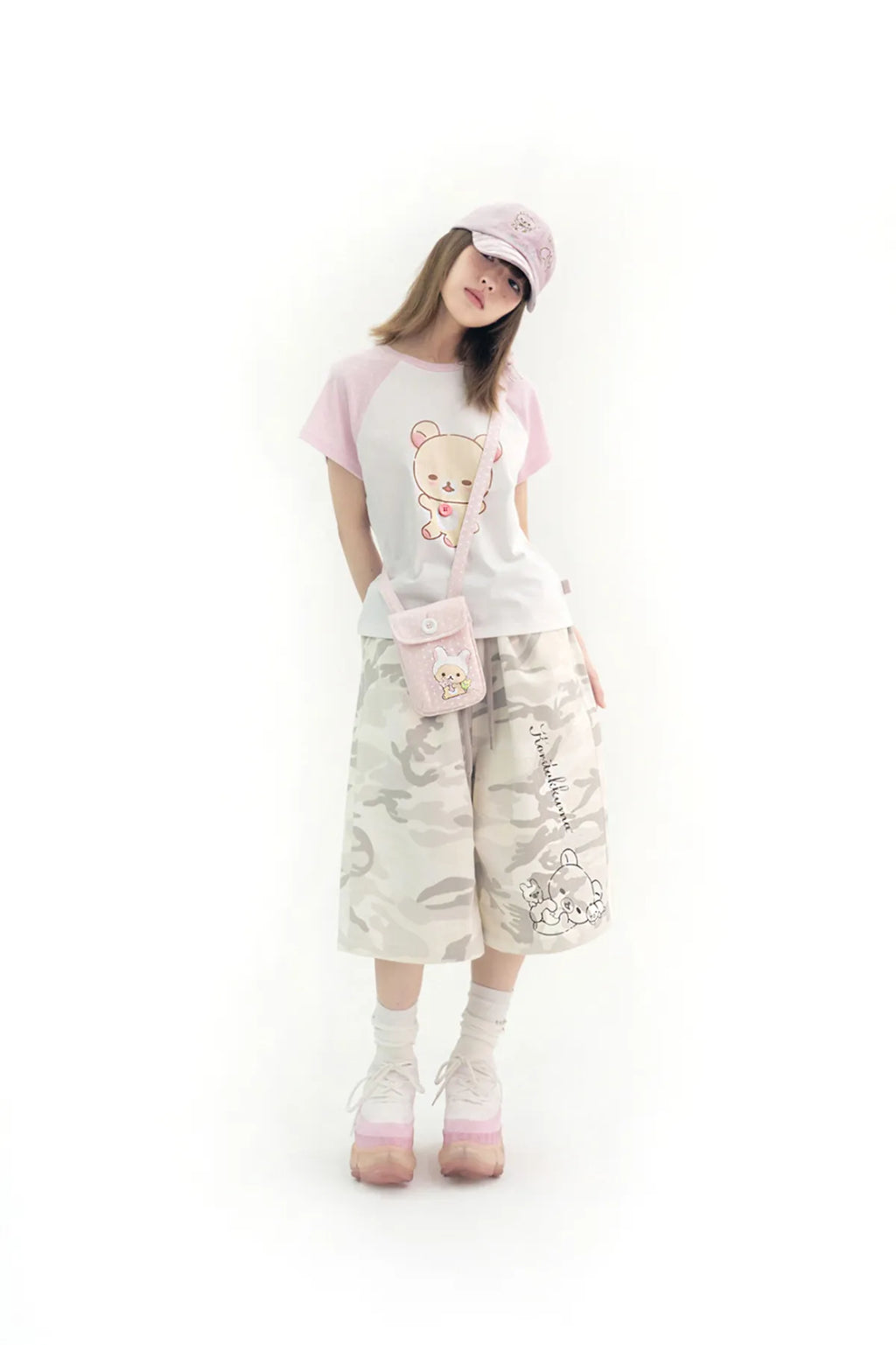 HUGYOURSKIN CAMO KORILAKKUMA BERMUDA PANTS (GREY)