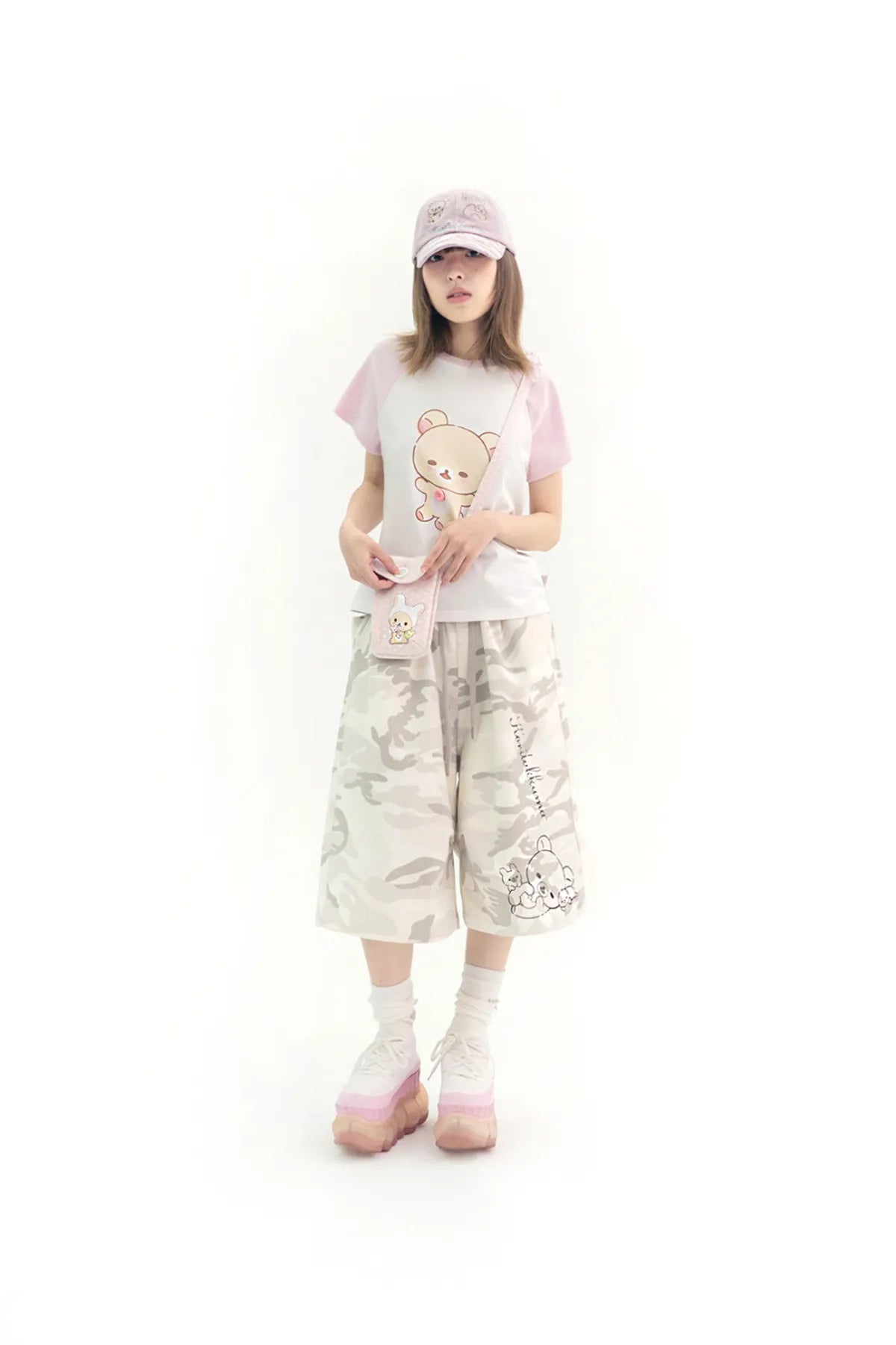 HUGYOURSKIN CAMO KORILAKKUMA BERMUDA PANTS (GREY)