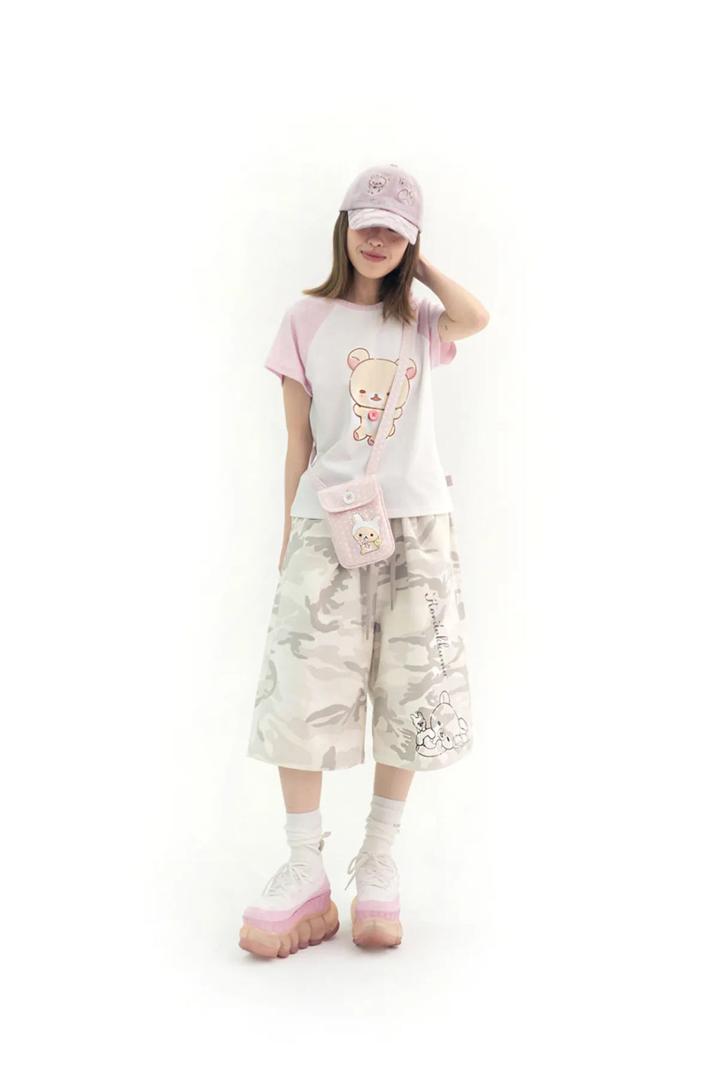 HUGYOURSKIN CAMO KORILAKKUMA BERMUDA PANTS (GREY)