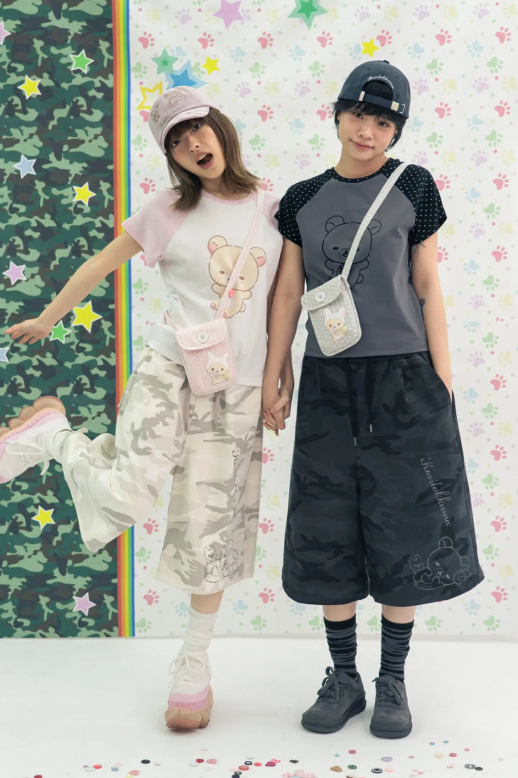 HUGYOURSKIN CAMO KORILAKKUMA BERMUDA PANTS (CHARCOAL)