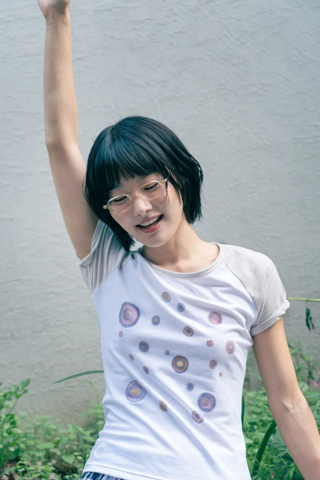 HUGYOURSKIN GOMPANG-EE RINGER TEE (BEIGE)