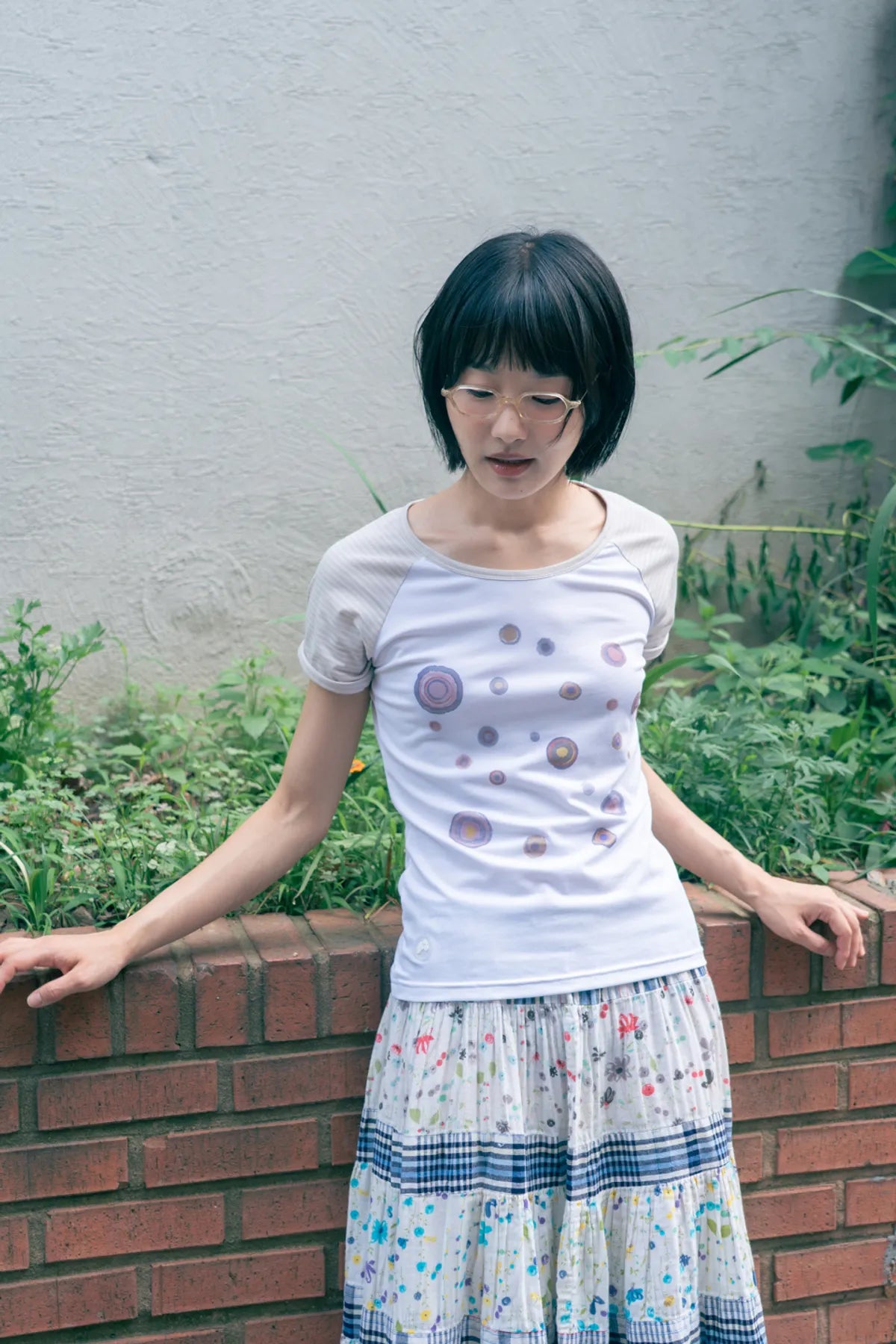 HUGYOURSKIN GOMPANG-EE RINGER TEE (BEIGE)