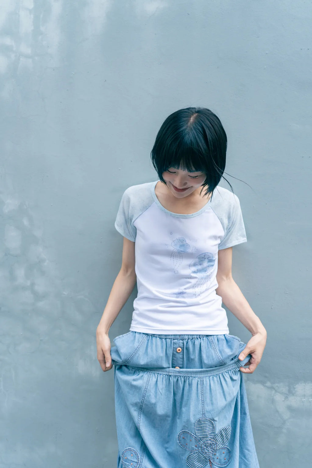 HUGYOURSKIN JELLY FISH RINGER TEE (BLUE)