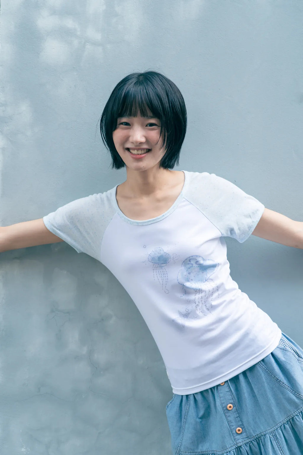 HUGYOURSKIN JELLY FISH RINGER TEE (BLUE)