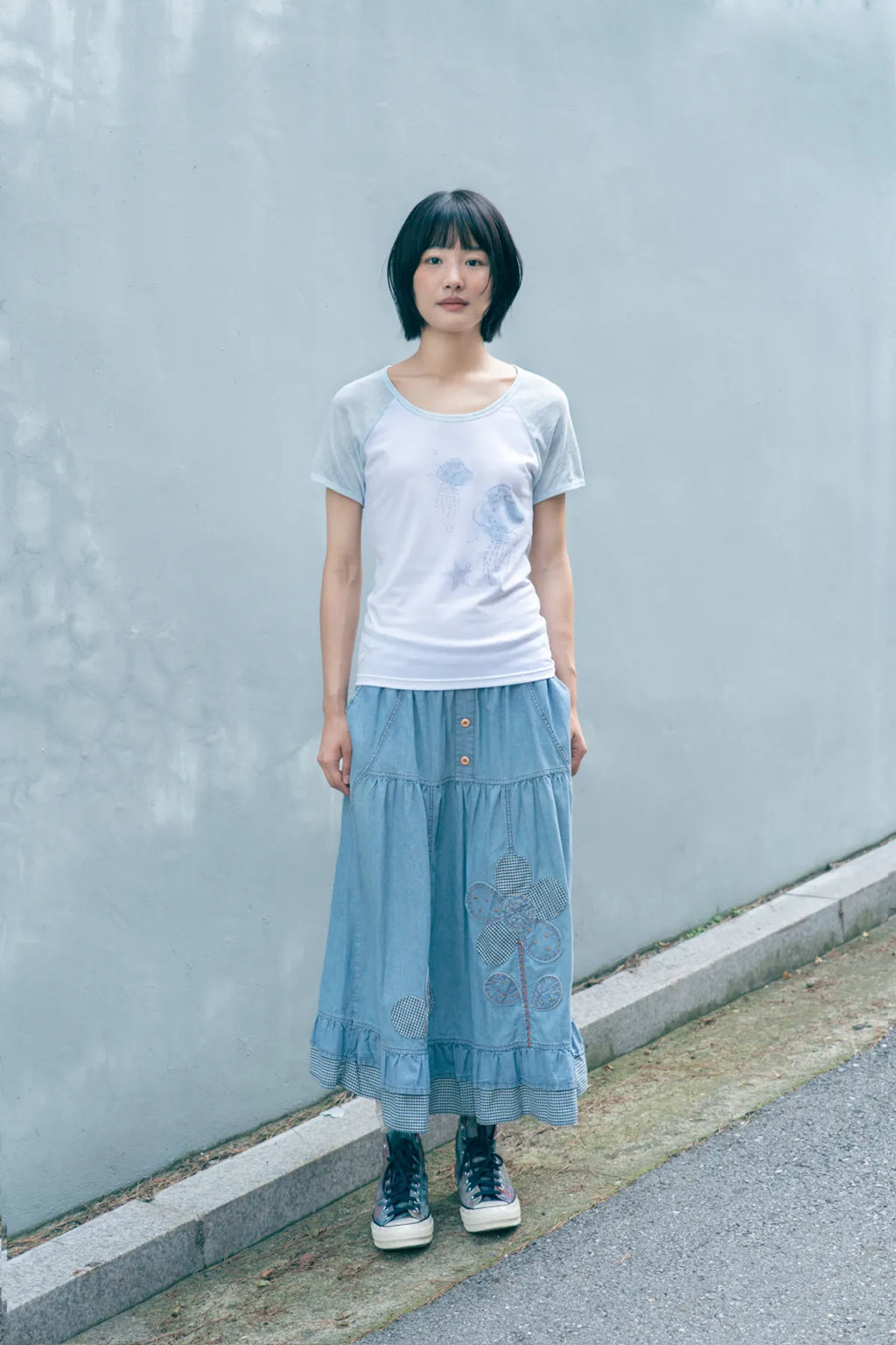 HUGYOURSKIN JELLY FISH RINGER TEE (BLUE)
