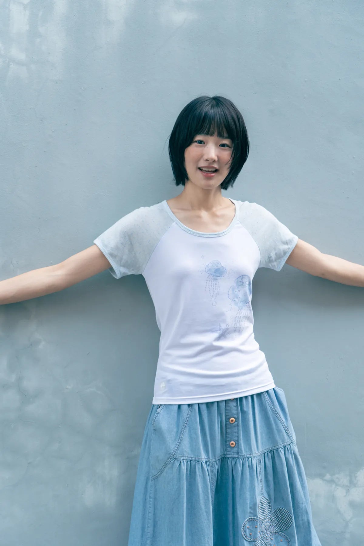 HUGYOURSKIN JELLY FISH RINGER TEE (BLUE)