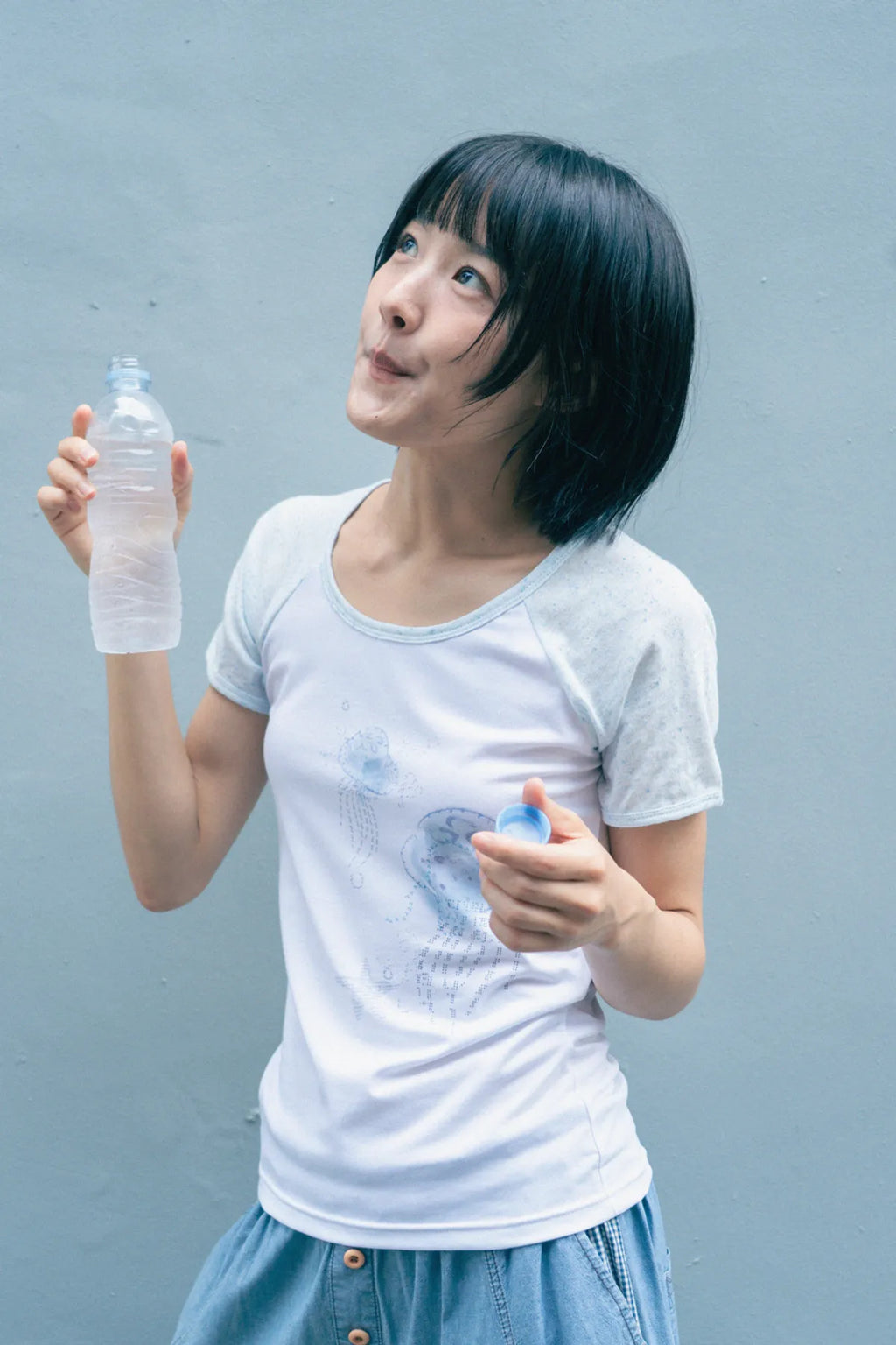 HUGYOURSKIN JELLY FISH RINGER TEE (BLUE)