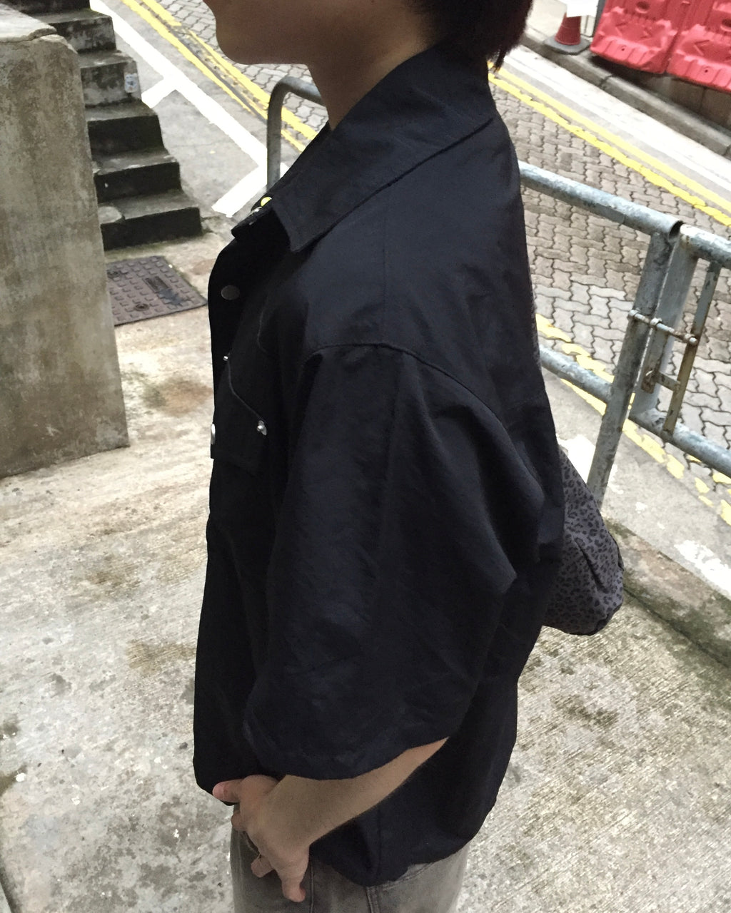 western nylon shirt (black)
