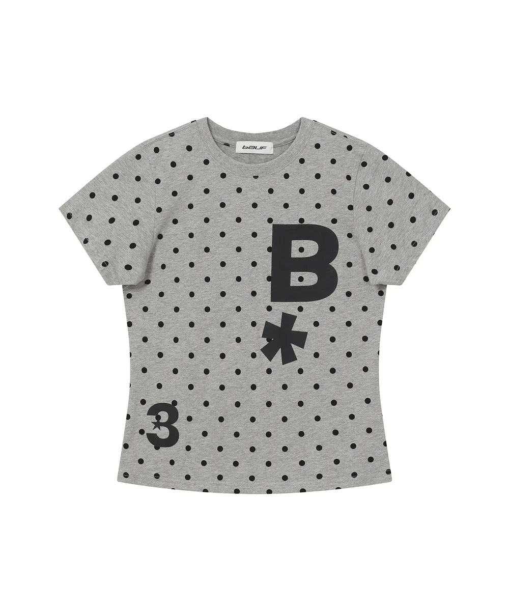 BAUF B LOGO SLIM FIT T-SHIRT (DOT GREY)