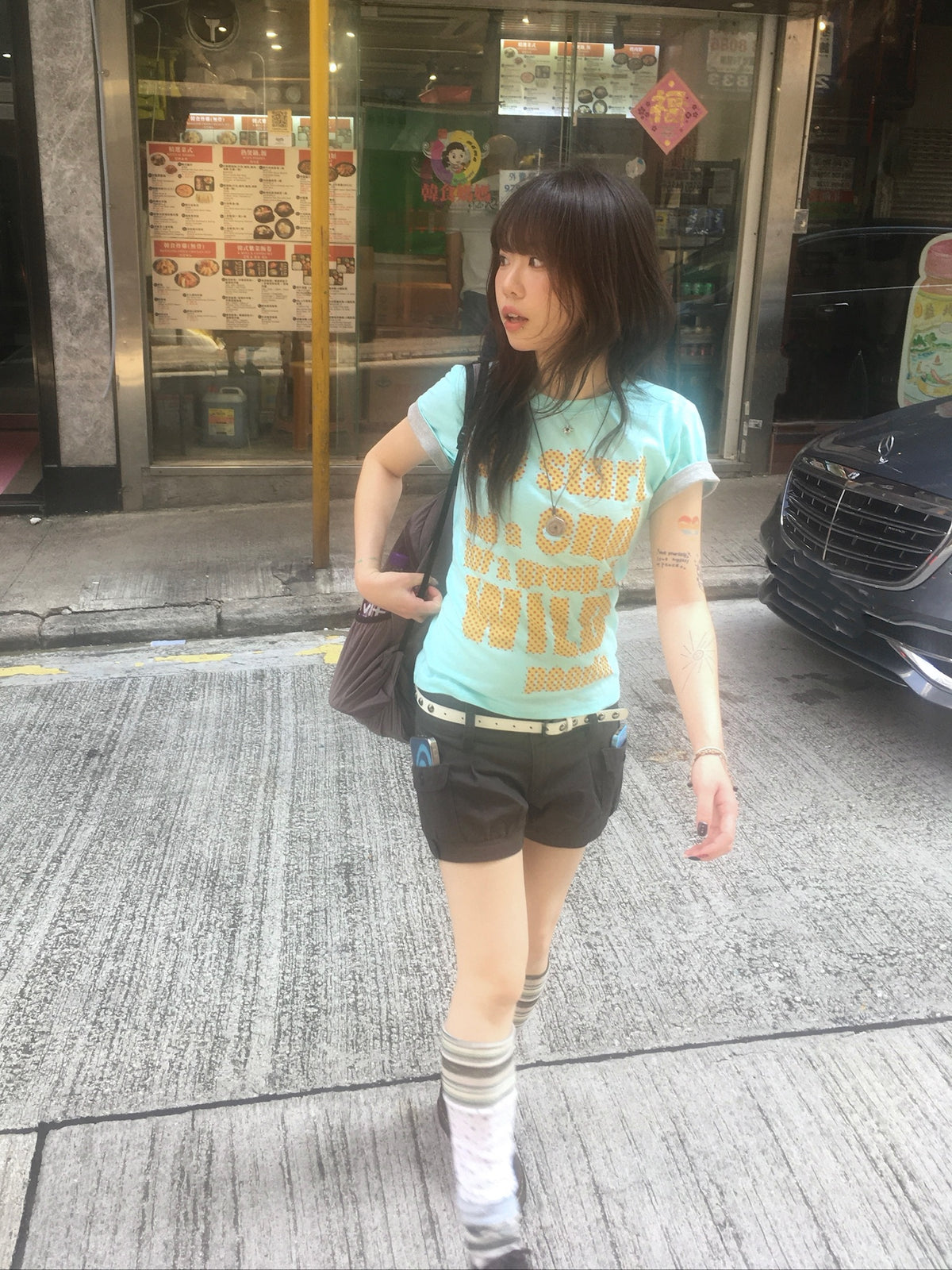 dot letter roll-up tee (mint)