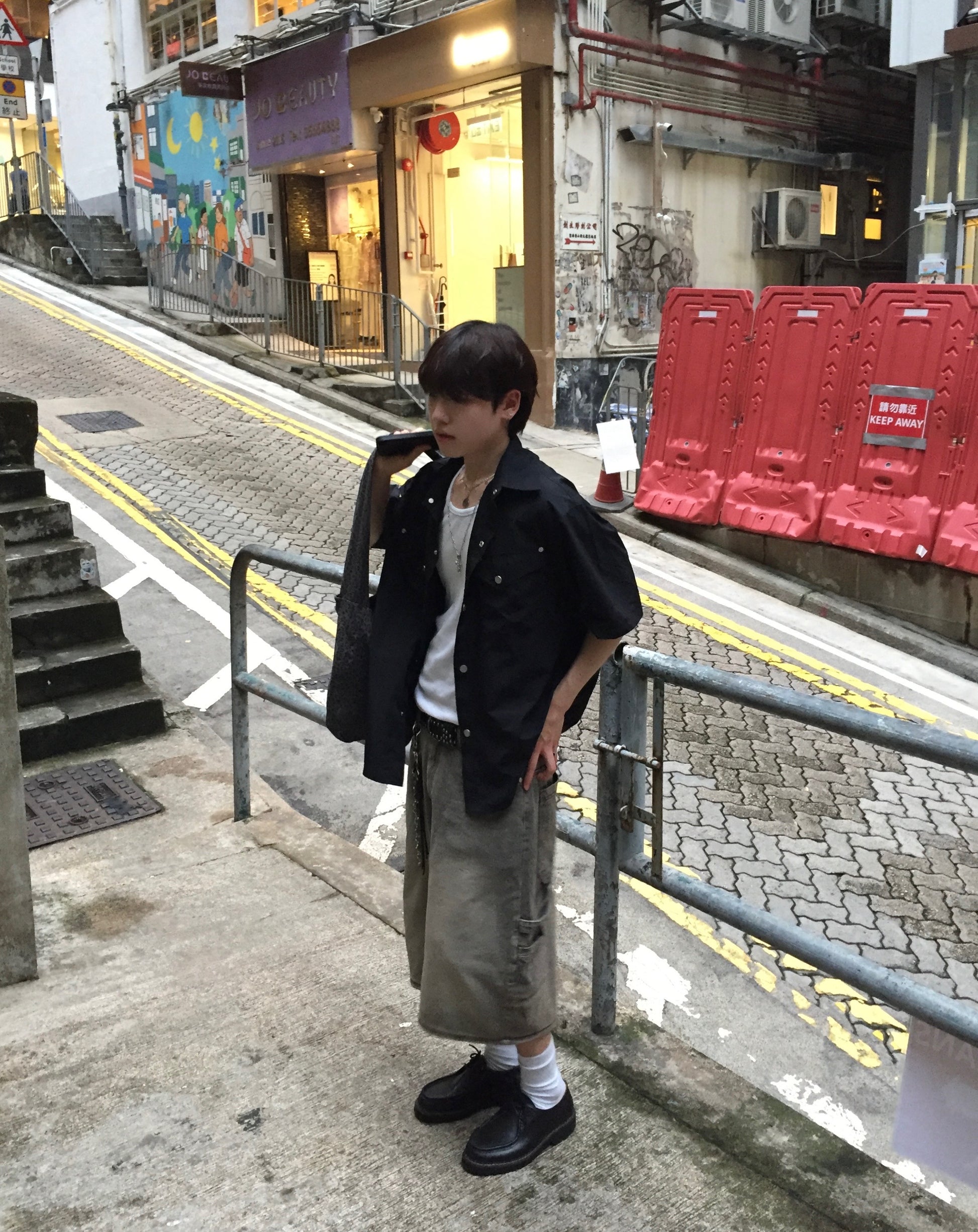 western nylon shirt (black)