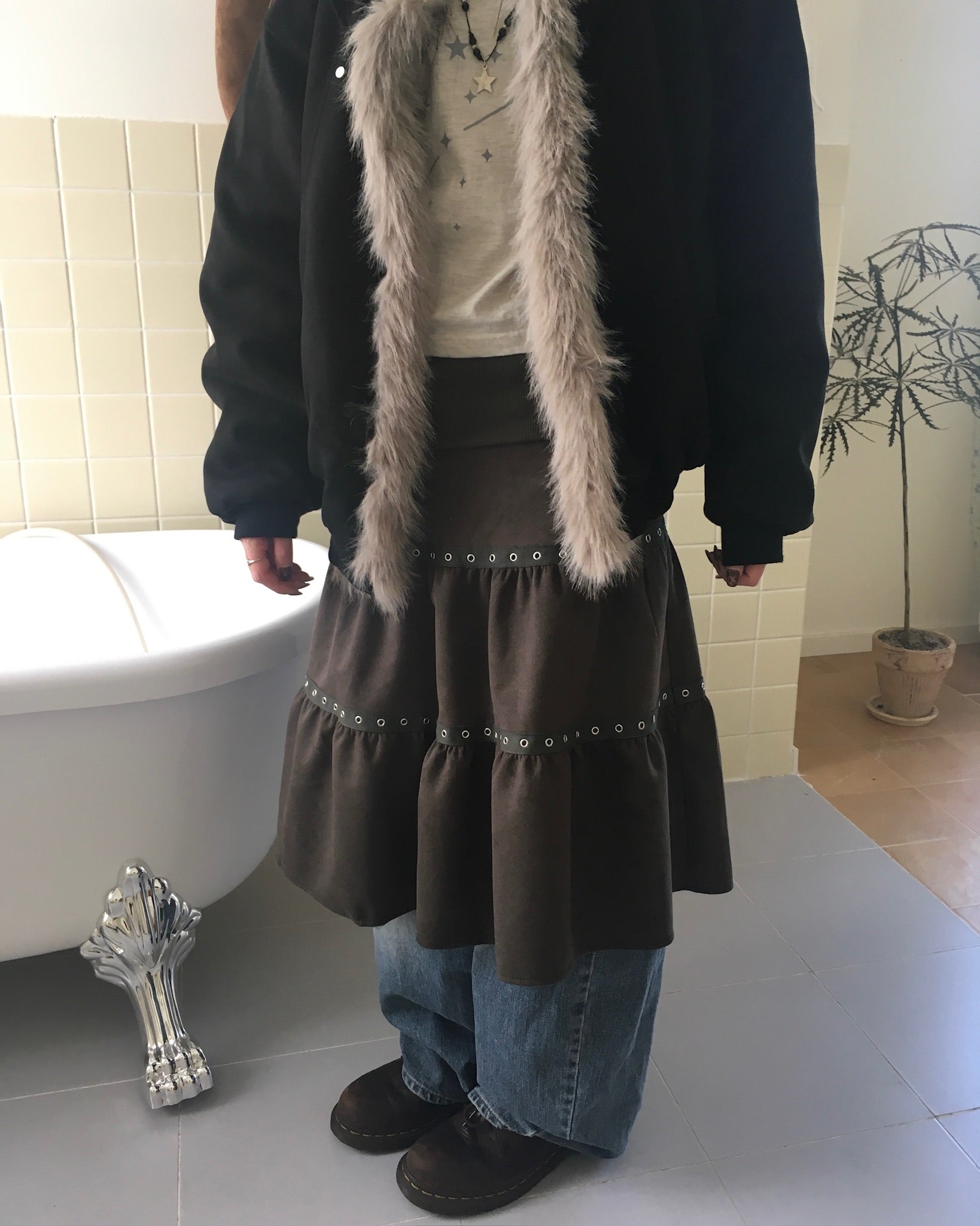 hollow midi skirt