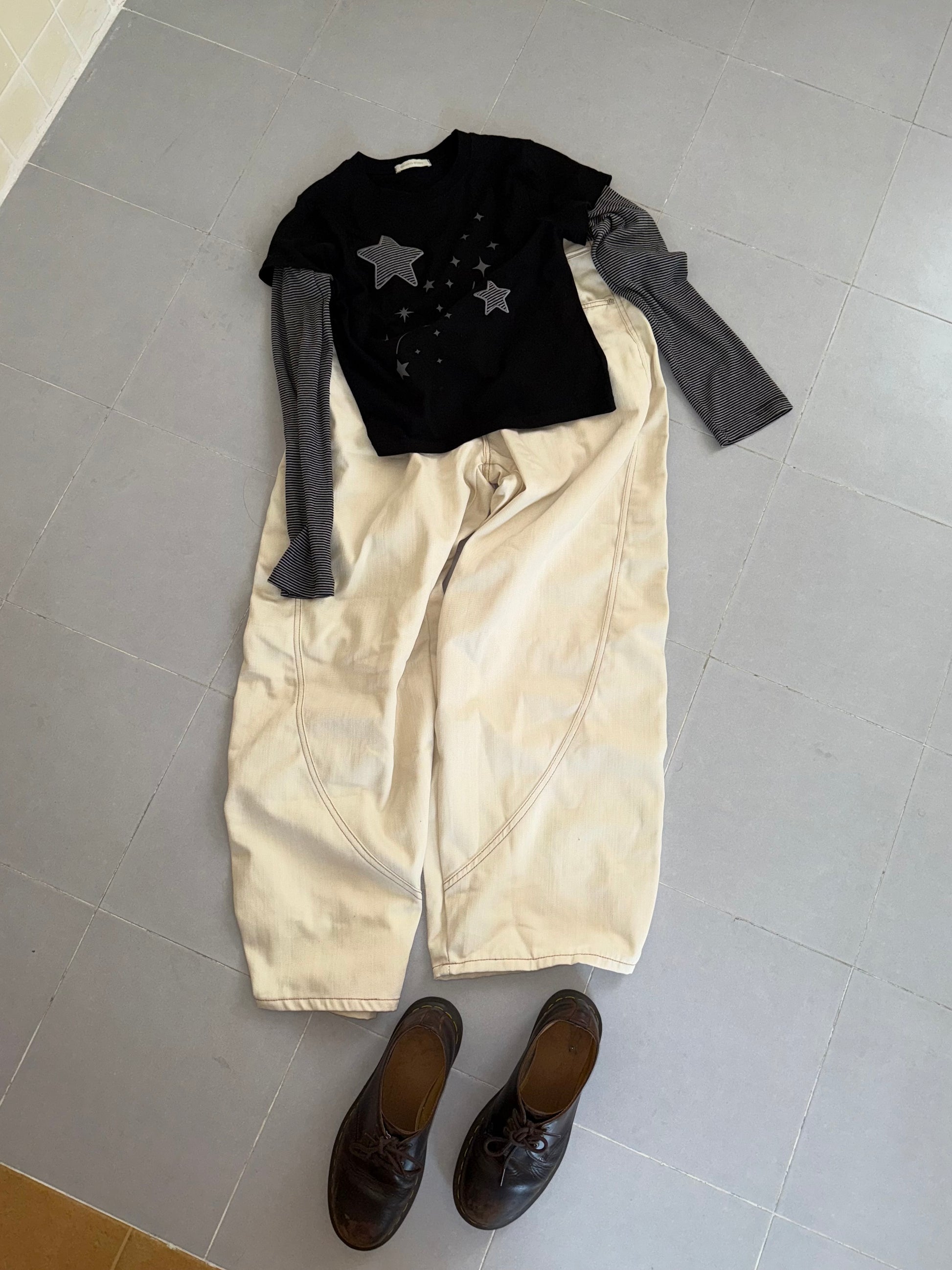 stitch pocket pants (cream)