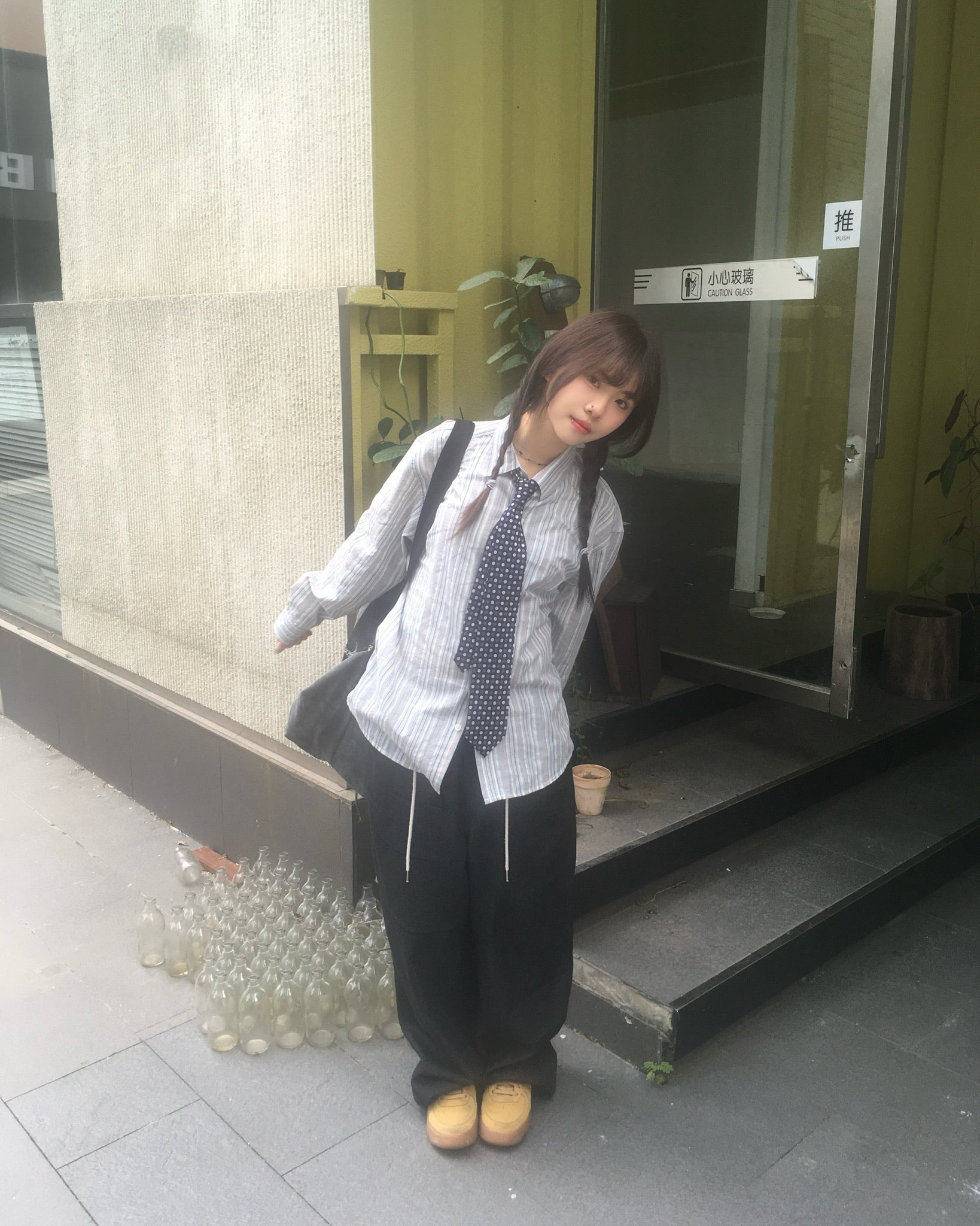 striped crop shirt (blue)