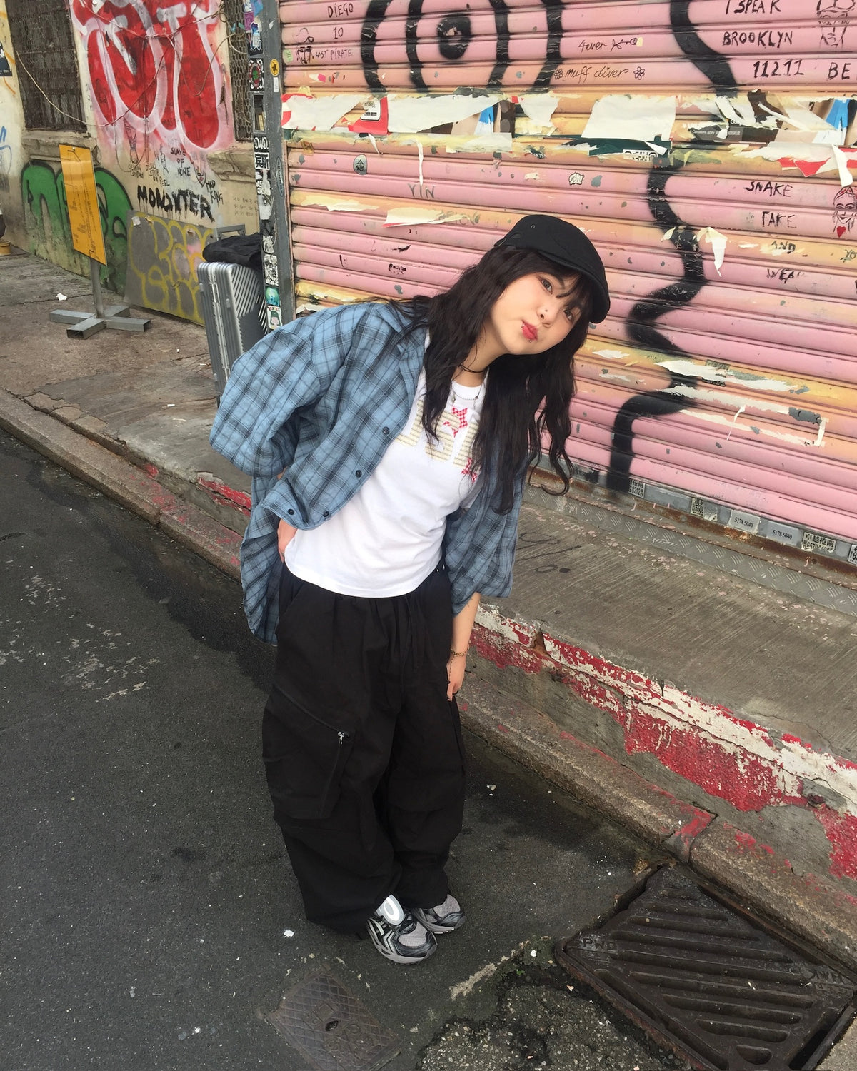zipper cargo balloon pants (black)