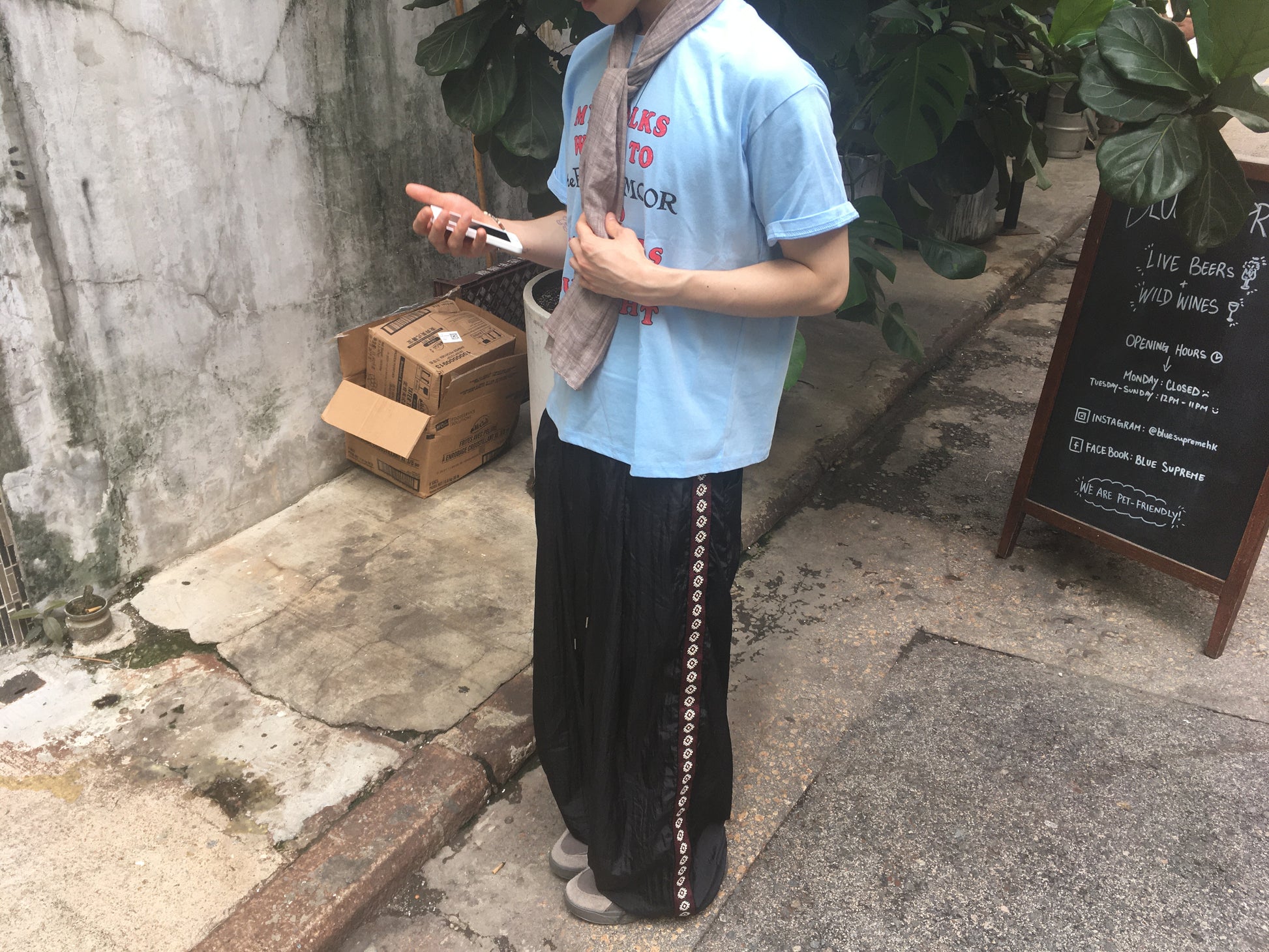 side sun nylon pants (black)