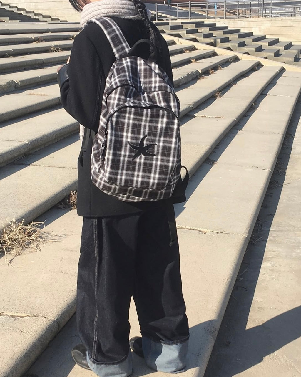 TCM STARFISH CHECK BACKPACK (BLACK)
