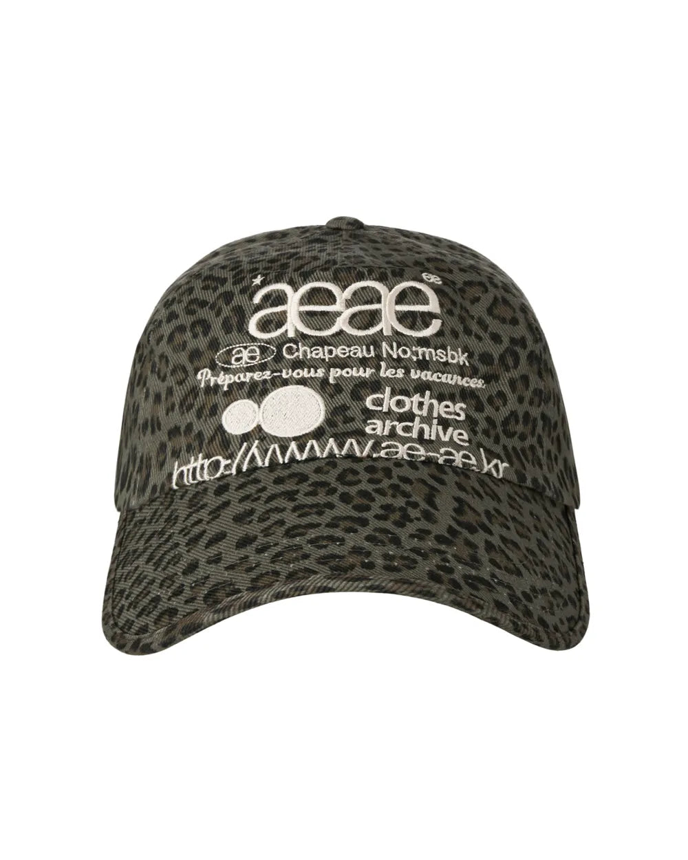 AEAE WEB LOGO LEOPARD CAP (KHAKI)