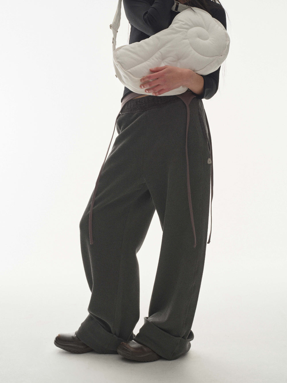 ✪【𝘱𝘳𝘦-𝘰𝘳𝘥𝘦𝘳】coyseio ribbed band pants (charcoal)